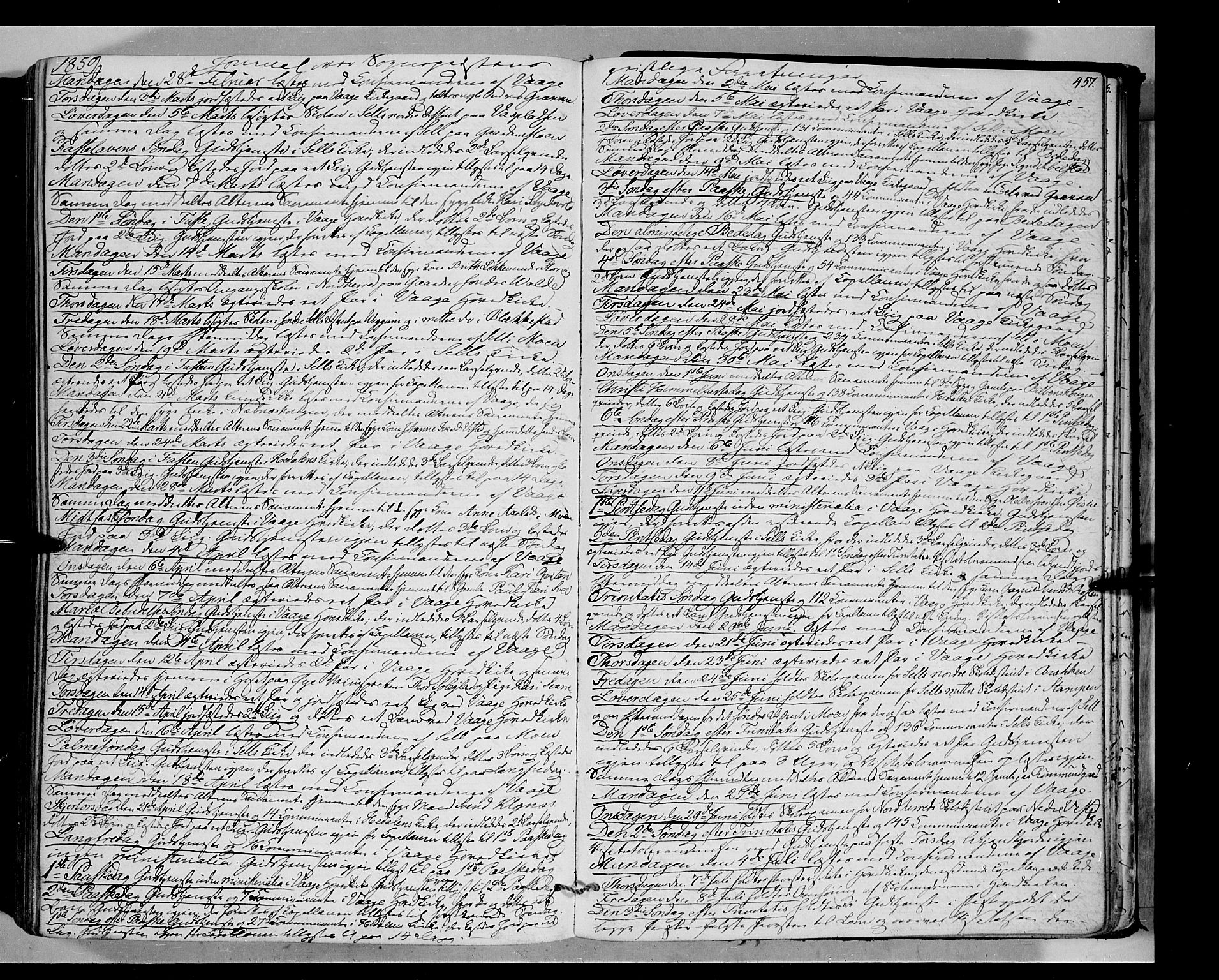 Vågå prestekontor, AV/SAH-PREST-076/H/Ha/Haa/L0006: Parish register (official) no. 6 /1, 1856-1872, p. 457