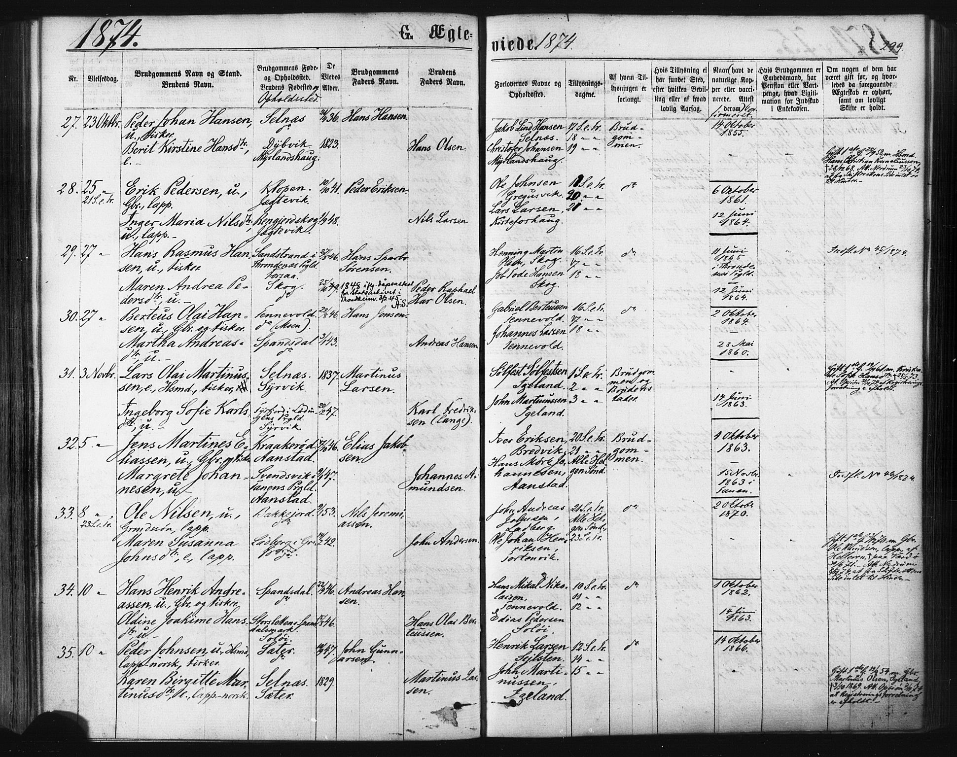 Ibestad sokneprestembete, SATØ/S-0077/H/Ha/Haa/L0010kirke: Parish register (official) no. 10, 1869-1879, p. 299