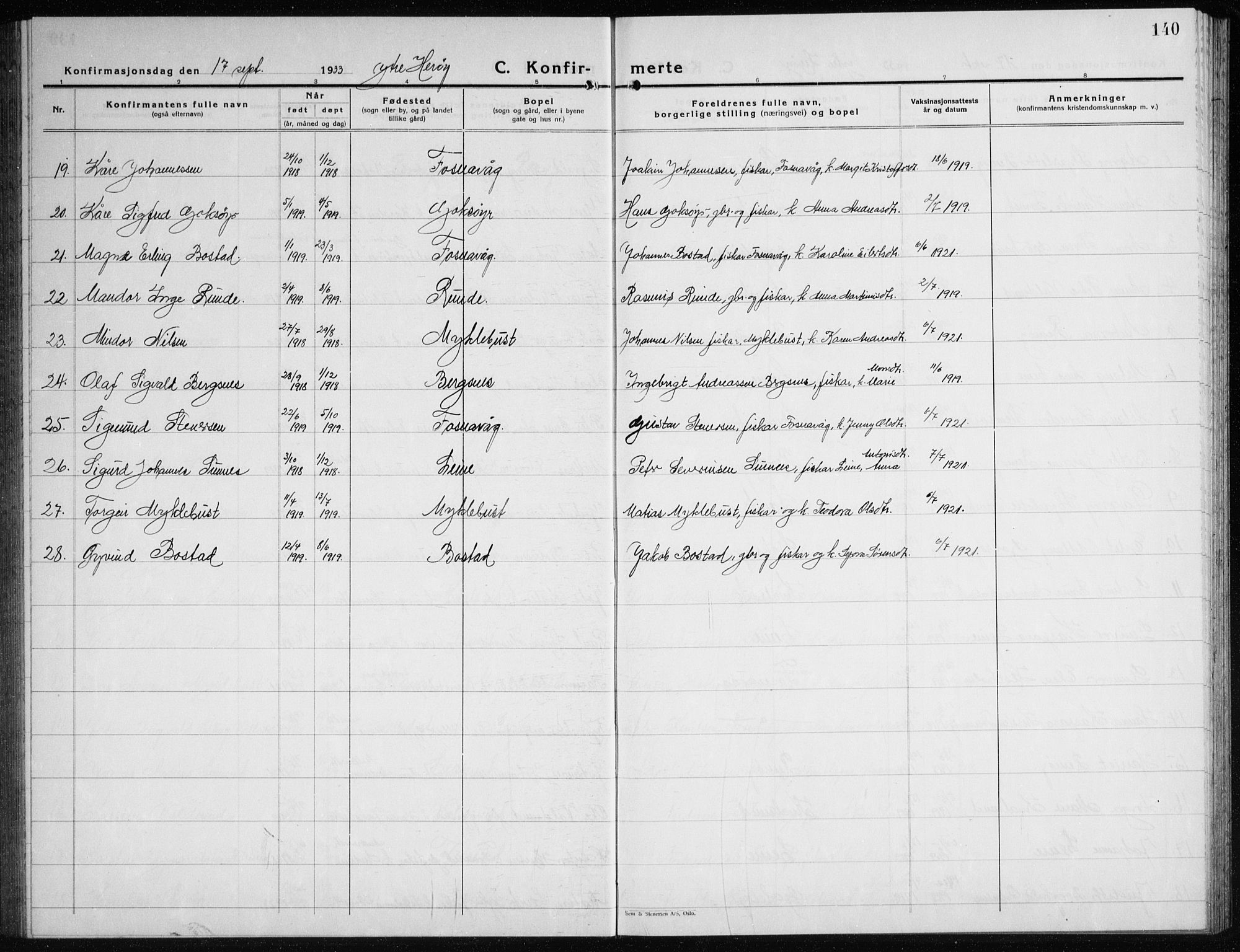 Ministerialprotokoller, klokkerbøker og fødselsregistre - Møre og Romsdal, AV/SAT-A-1454/507/L0085: Parish register (copy) no. 507C08, 1933-1944, p. 140