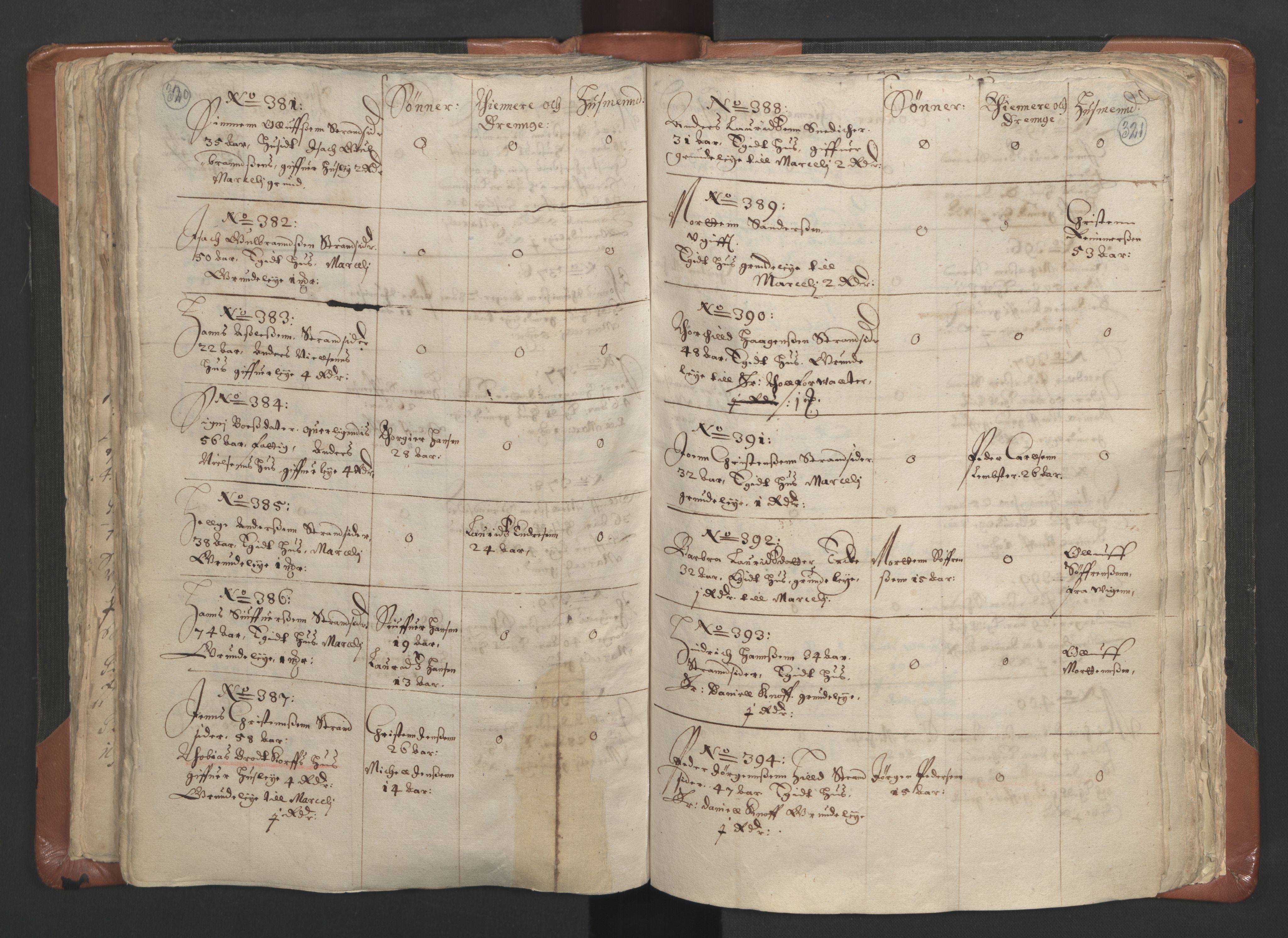 RA, Vicar's Census 1664-1666, no. 9: Bragernes deanery, 1664-1666, p. 320-321