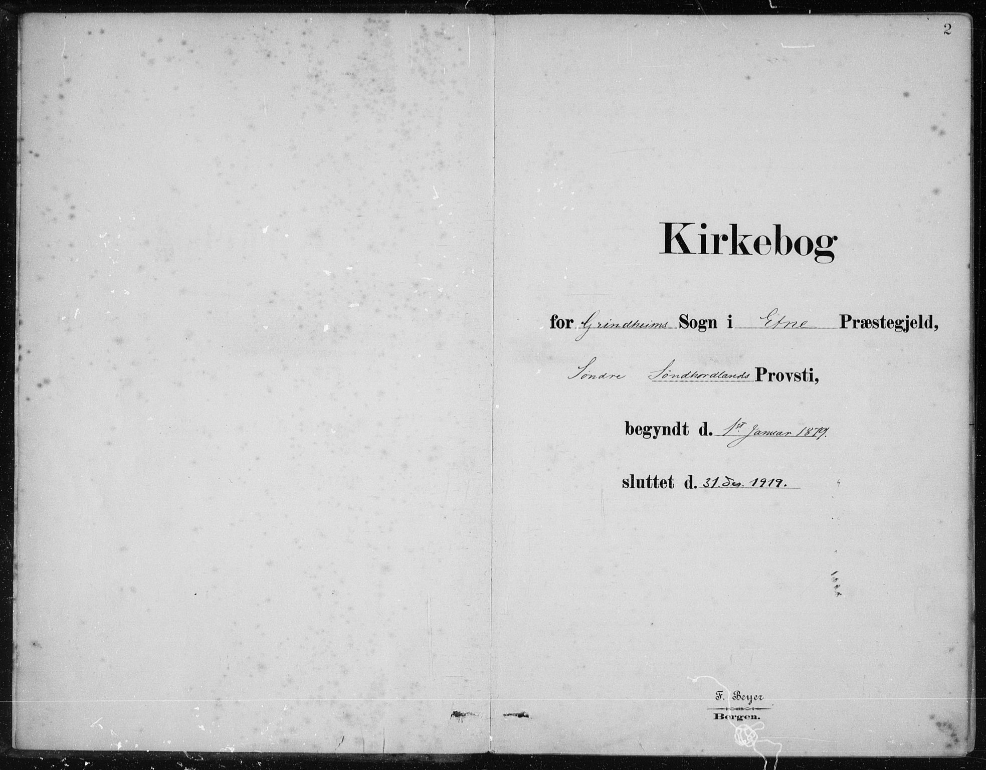 Etne sokneprestembete, AV/SAB-A-75001/H/Haa: Parish register (official) no. D  1, 1879-1919, p. 2