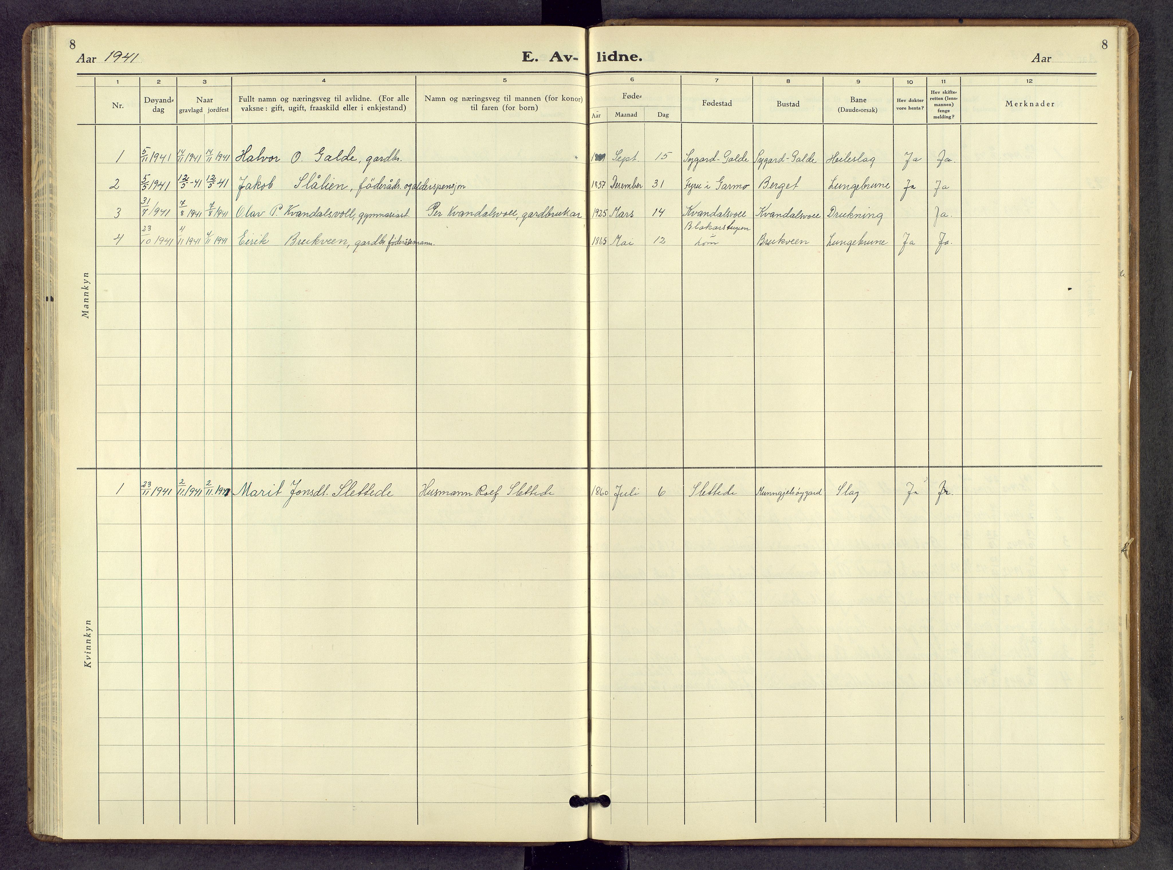 Lom prestekontor, SAH/PREST-070/L/L0008: Parish register (copy) no. 8, 1933-1966, p. 8