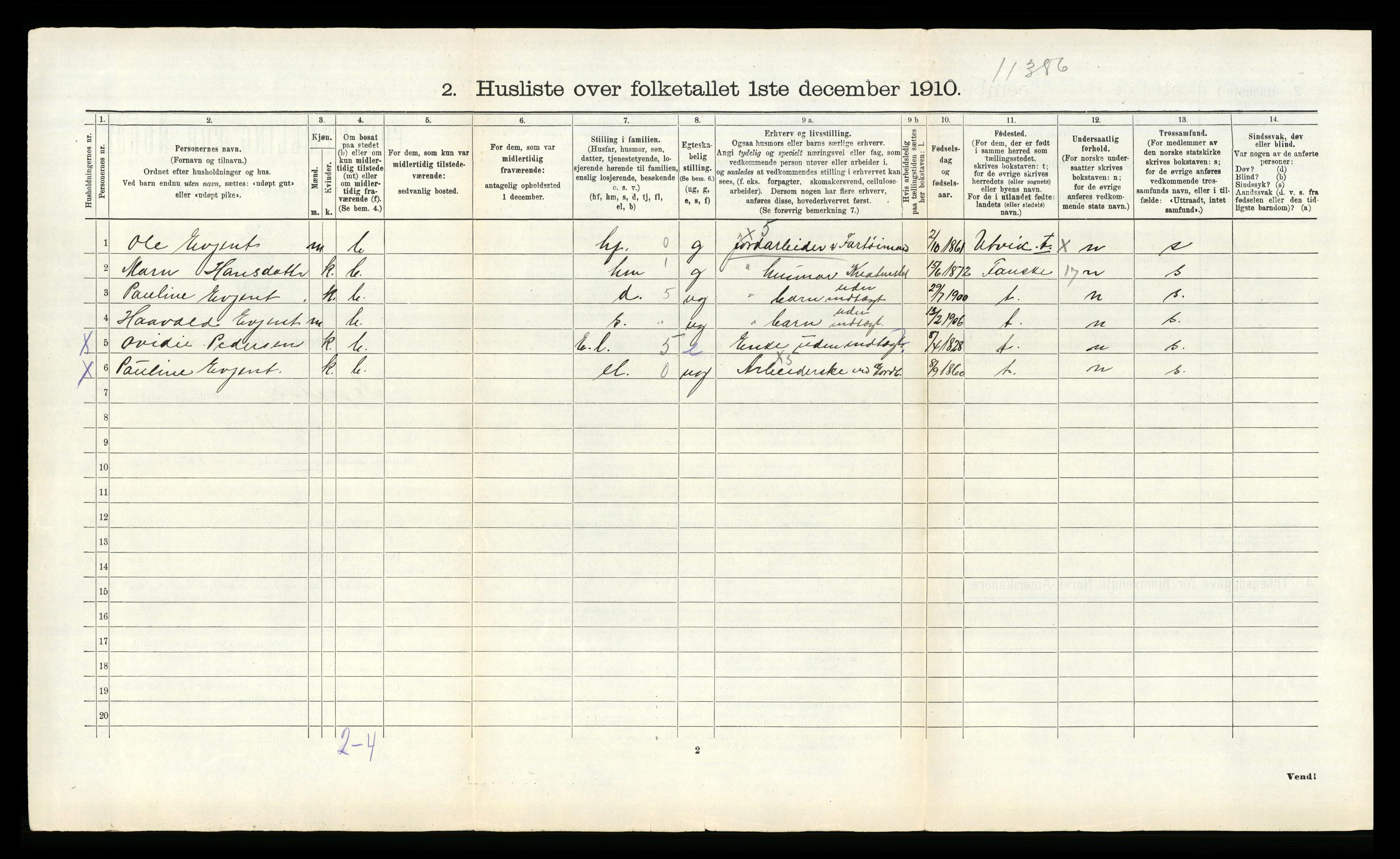 RA, 1910 census for Skjerstad, 1910, p. 1002