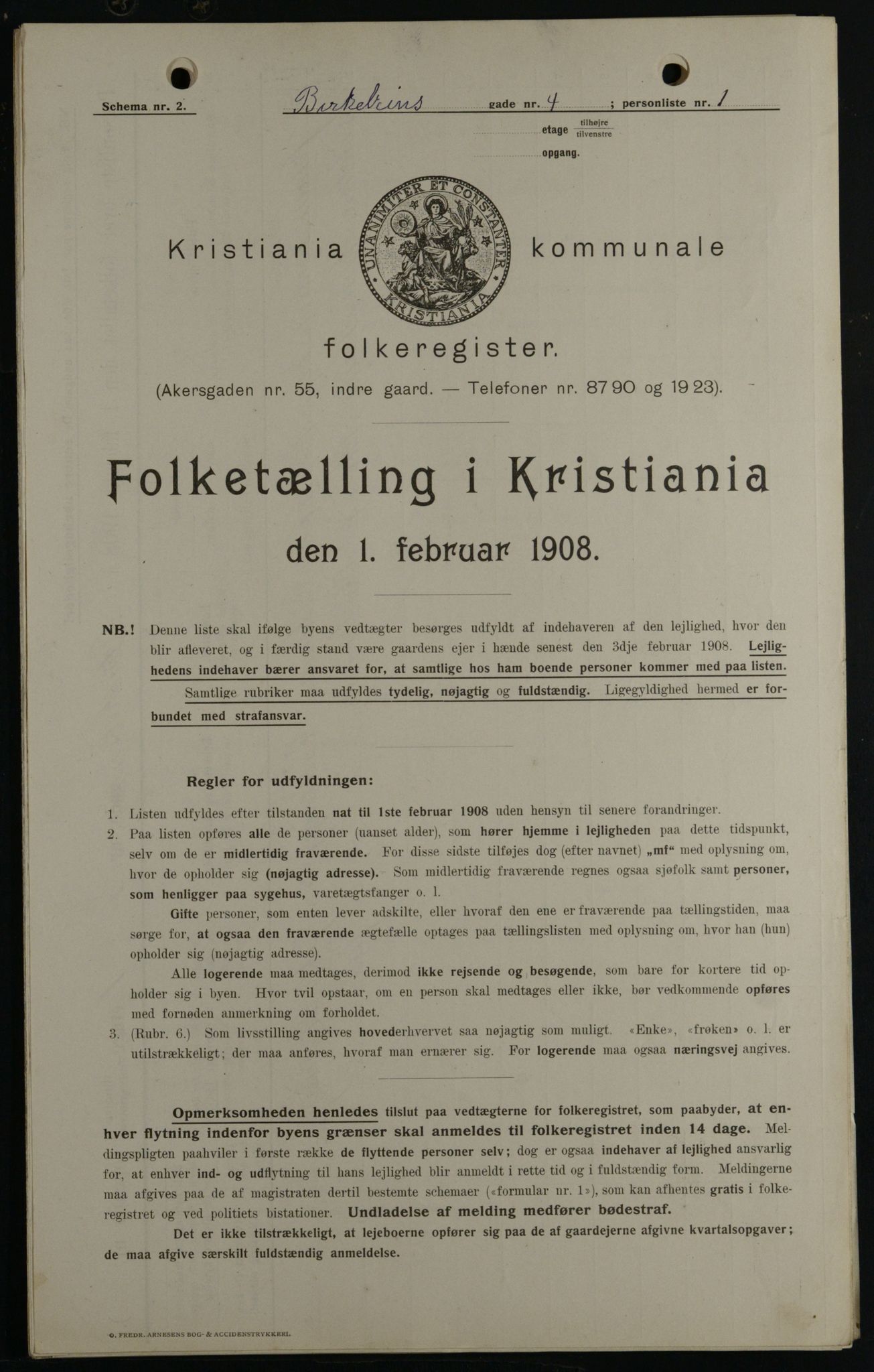 OBA, Municipal Census 1908 for Kristiania, 1908, p. 4859