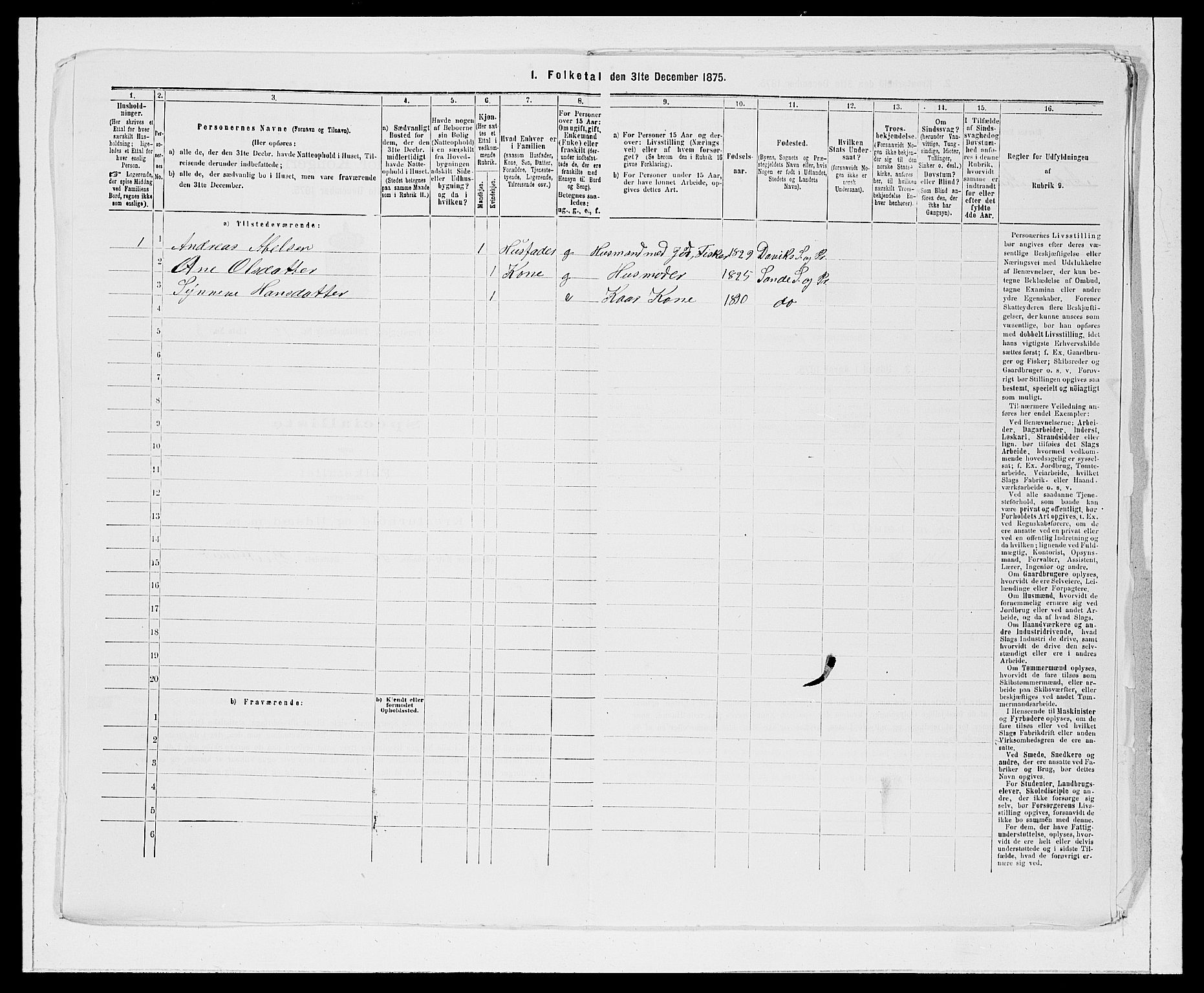 SAB, 1875 Census for 1441P Selje, 1875, p. 1487