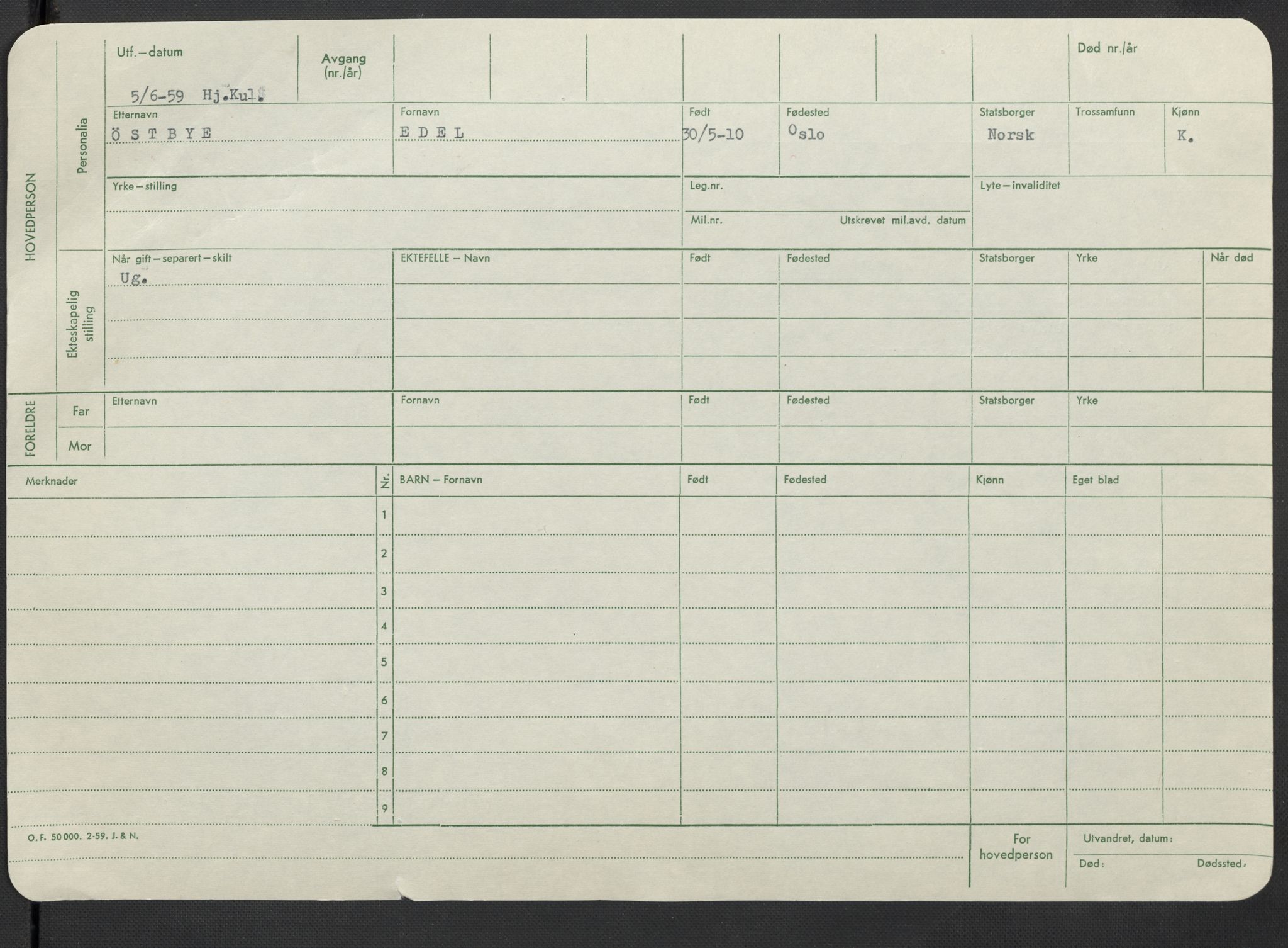 Oslo folkeregister, Registerkort, AV/SAO-A-11715/F/Fa/Fac/L0025: Kvinner, 1906-1914, p. 1073b