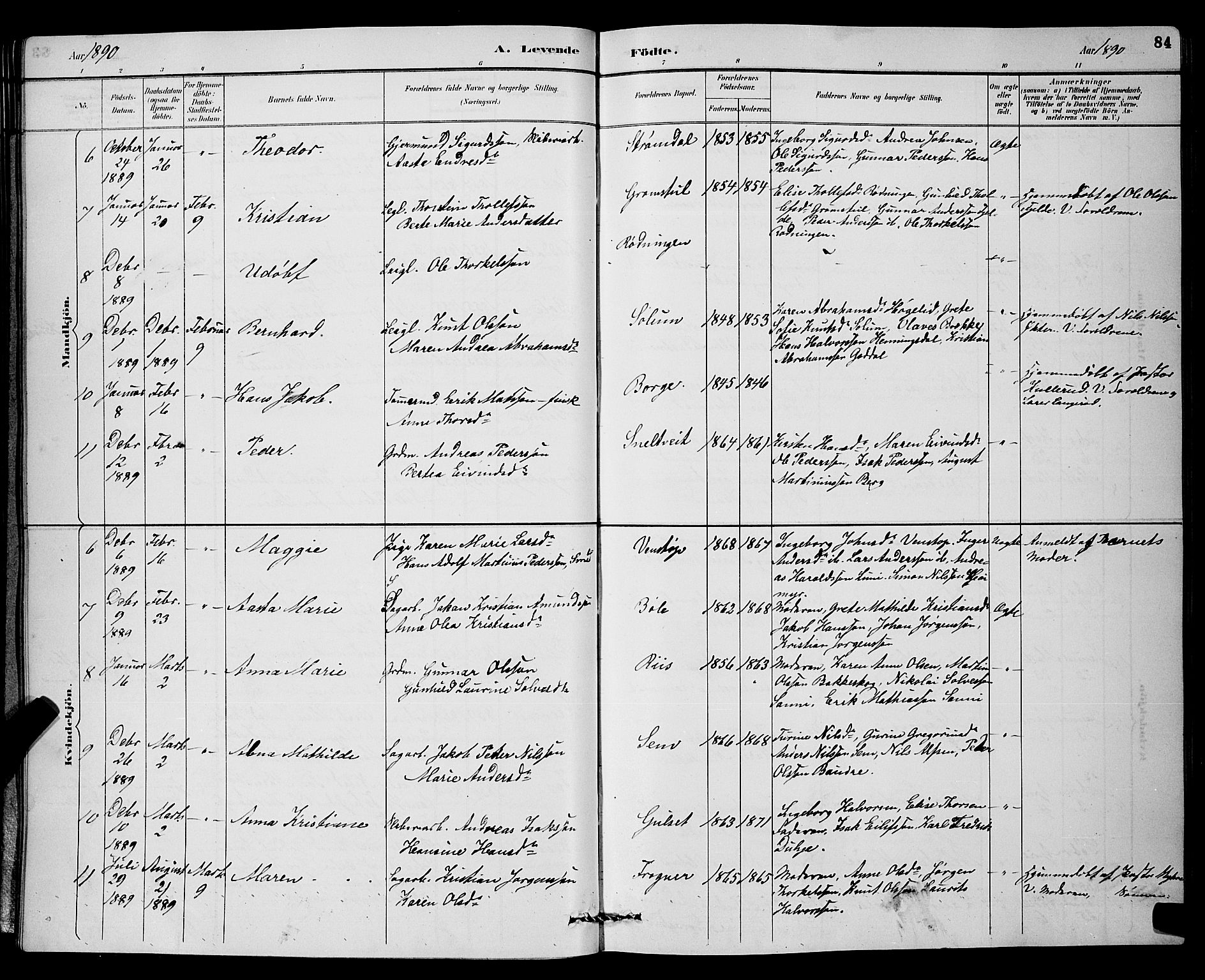 Gjerpen kirkebøker, AV/SAKO-A-265/G/Ga/L0002: Parish register (copy) no. I 2, 1883-1900, p. 84