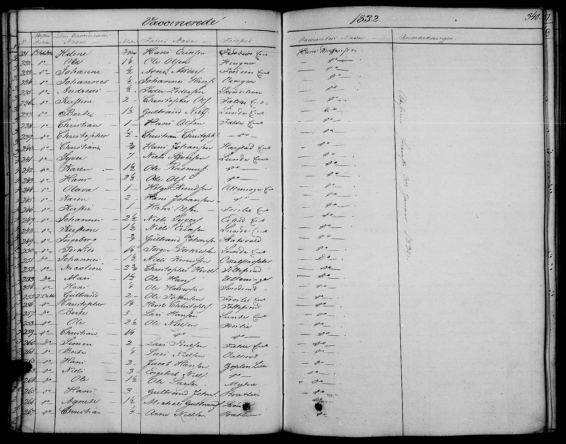 Land prestekontor, SAH/PREST-120/H/Ha/Haa/L0008: Parish register (official) no. 8, 1830-1846, p. 340