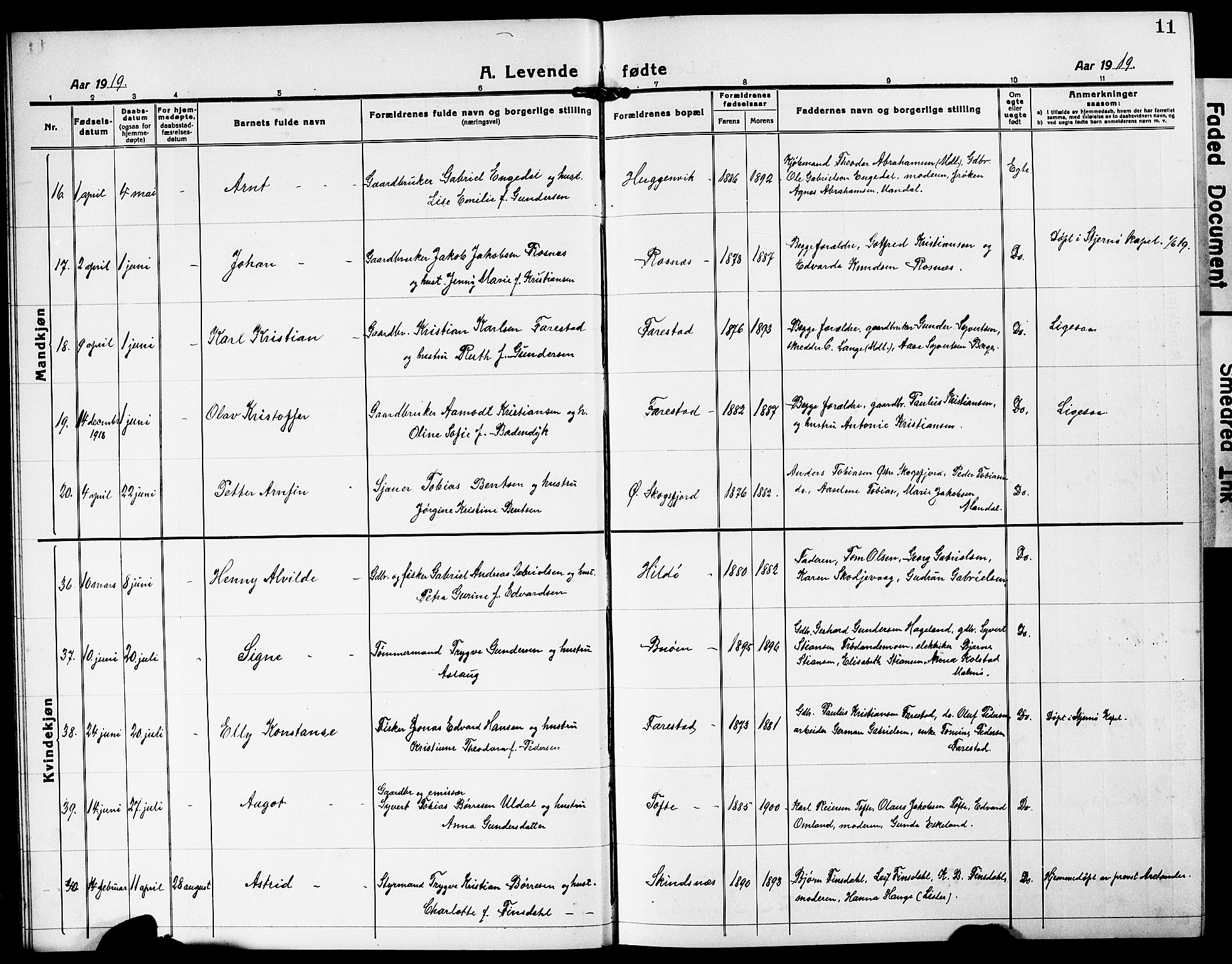 Mandal sokneprestkontor, SAK/1111-0030/F/Fb/Fba/L0013: Parish register (copy) no. B 7, 1918-1931, p. 11