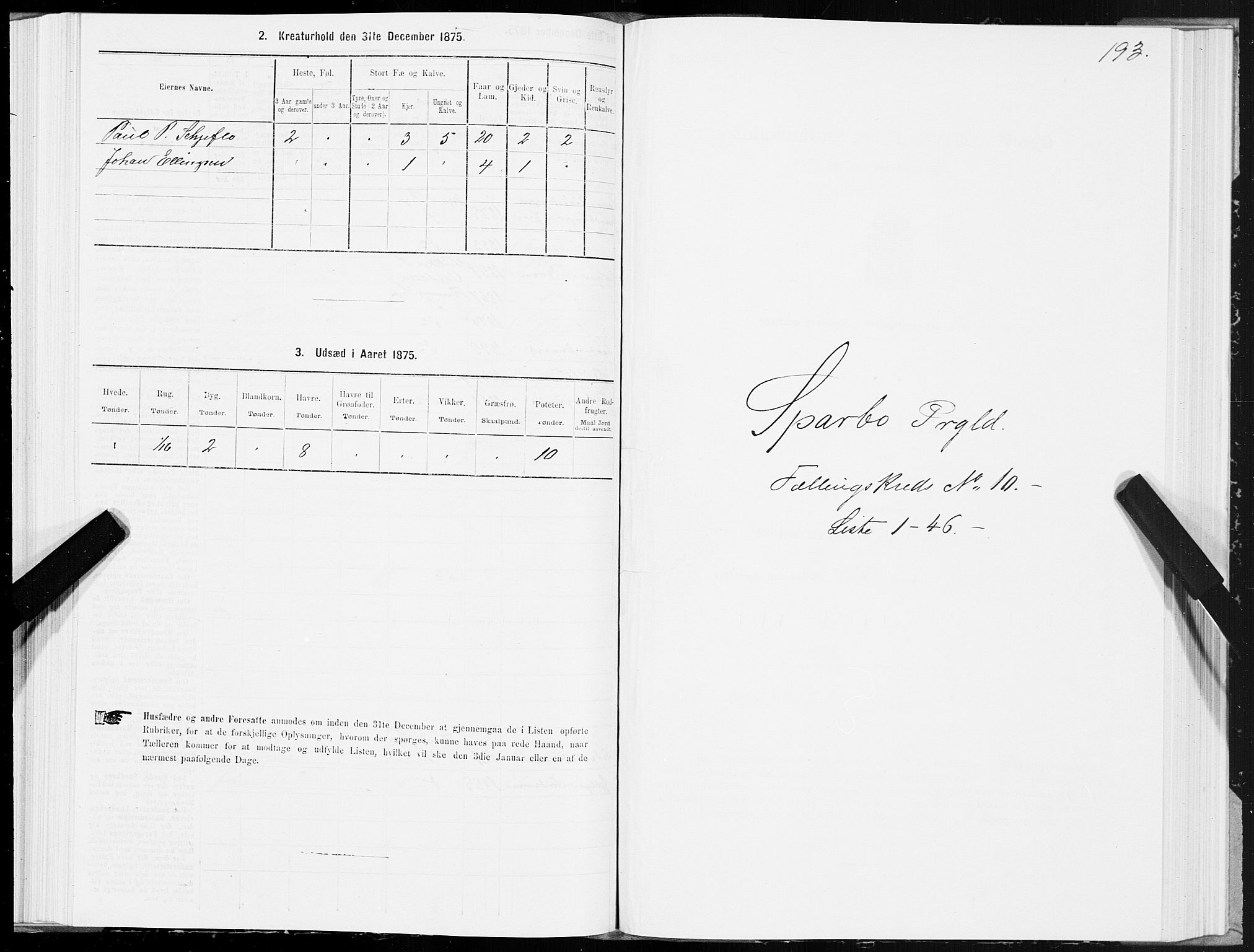 SAT, 1875 census for 1731P Sparbu, 1875, p. 4193