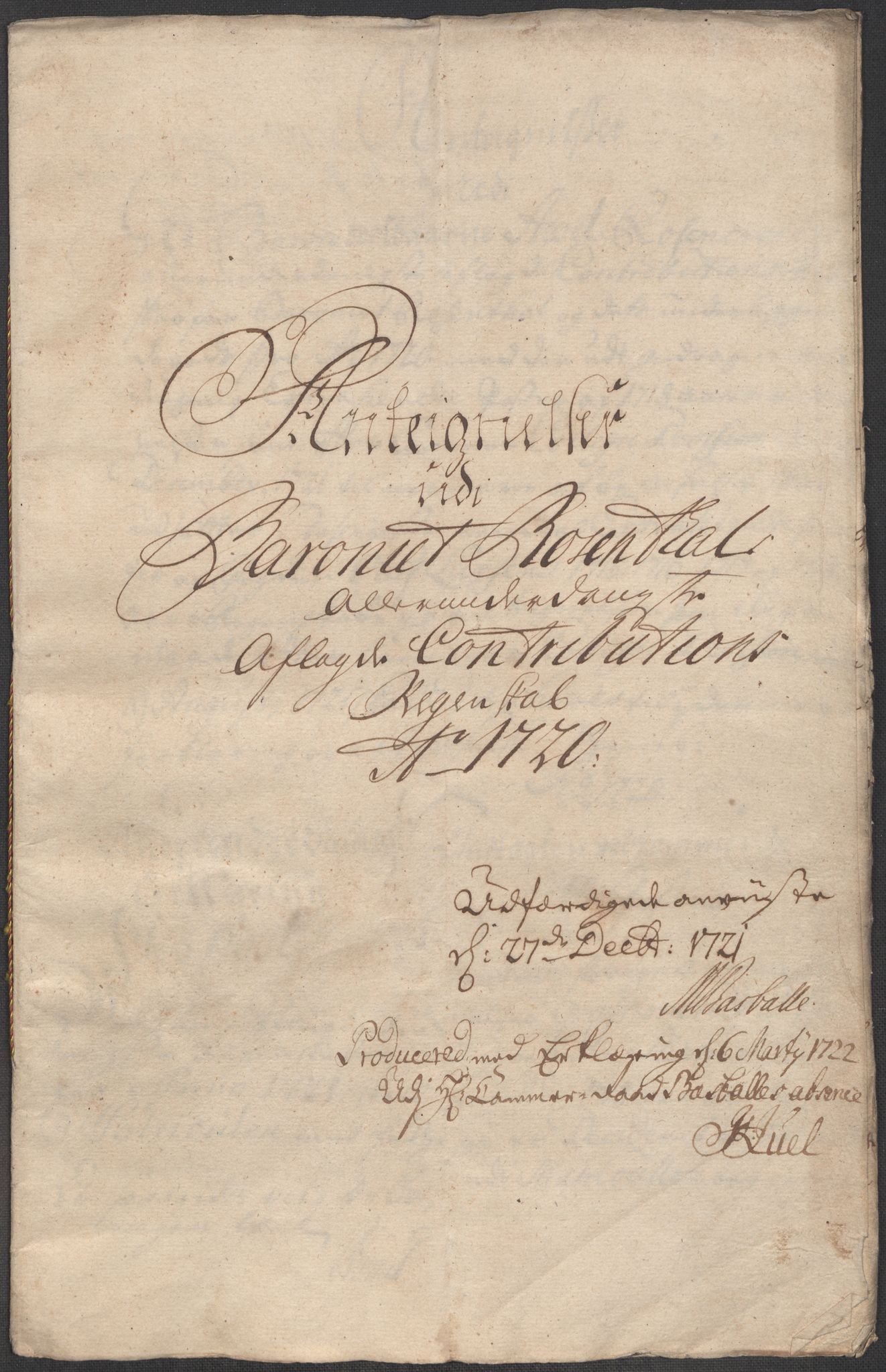 Rentekammeret inntil 1814, Reviderte regnskaper, Fogderegnskap, AV/RA-EA-4092/R49/L3140: Fogderegnskap Rosendal Baroni, 1718-1720, p. 237