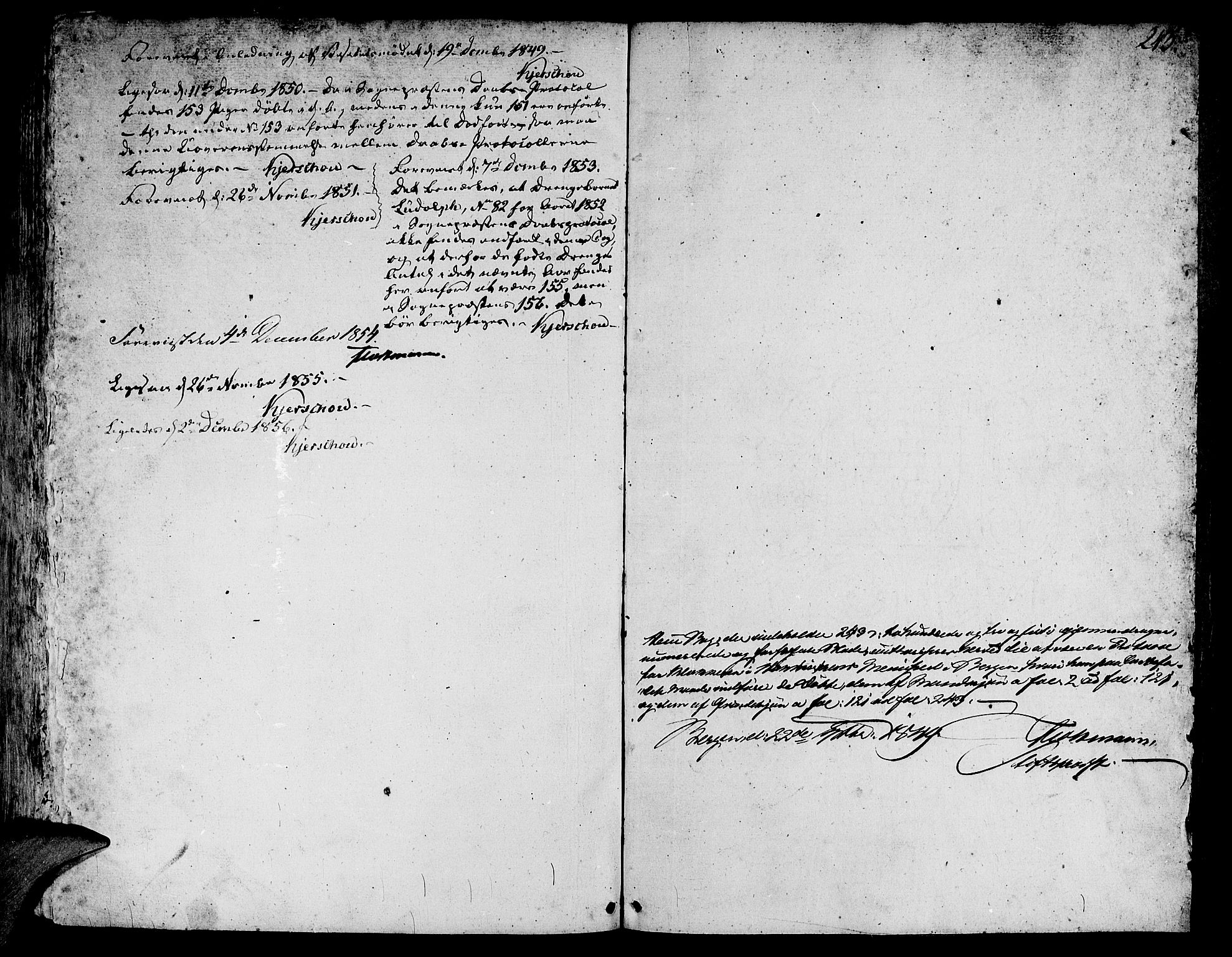 Domkirken sokneprestembete, SAB/A-74801/H/Hab/L0010: Parish register (copy) no. B 3, 1849-1856, p. 243