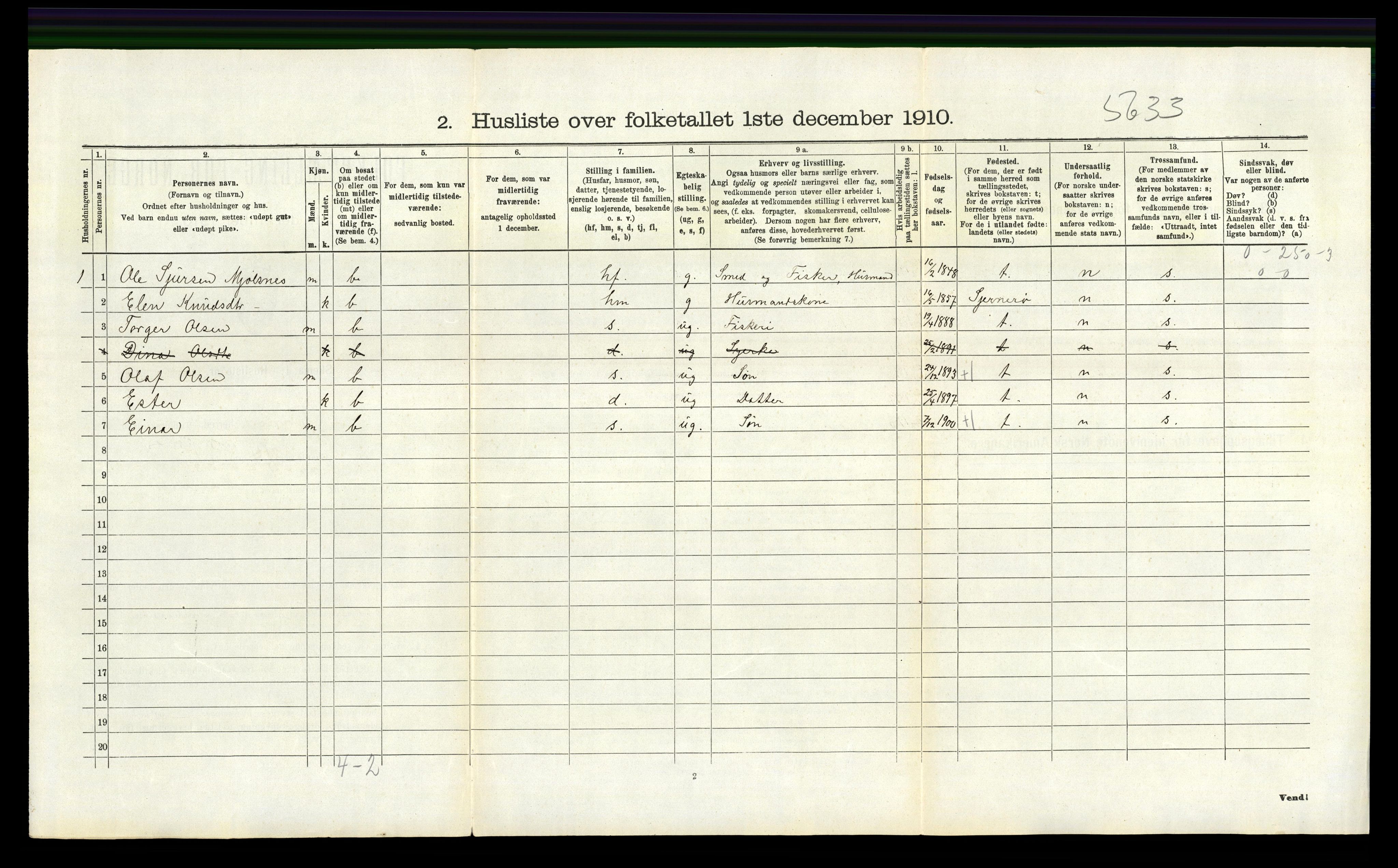 RA, 1910 census for Finnøy, 1910, p. 307