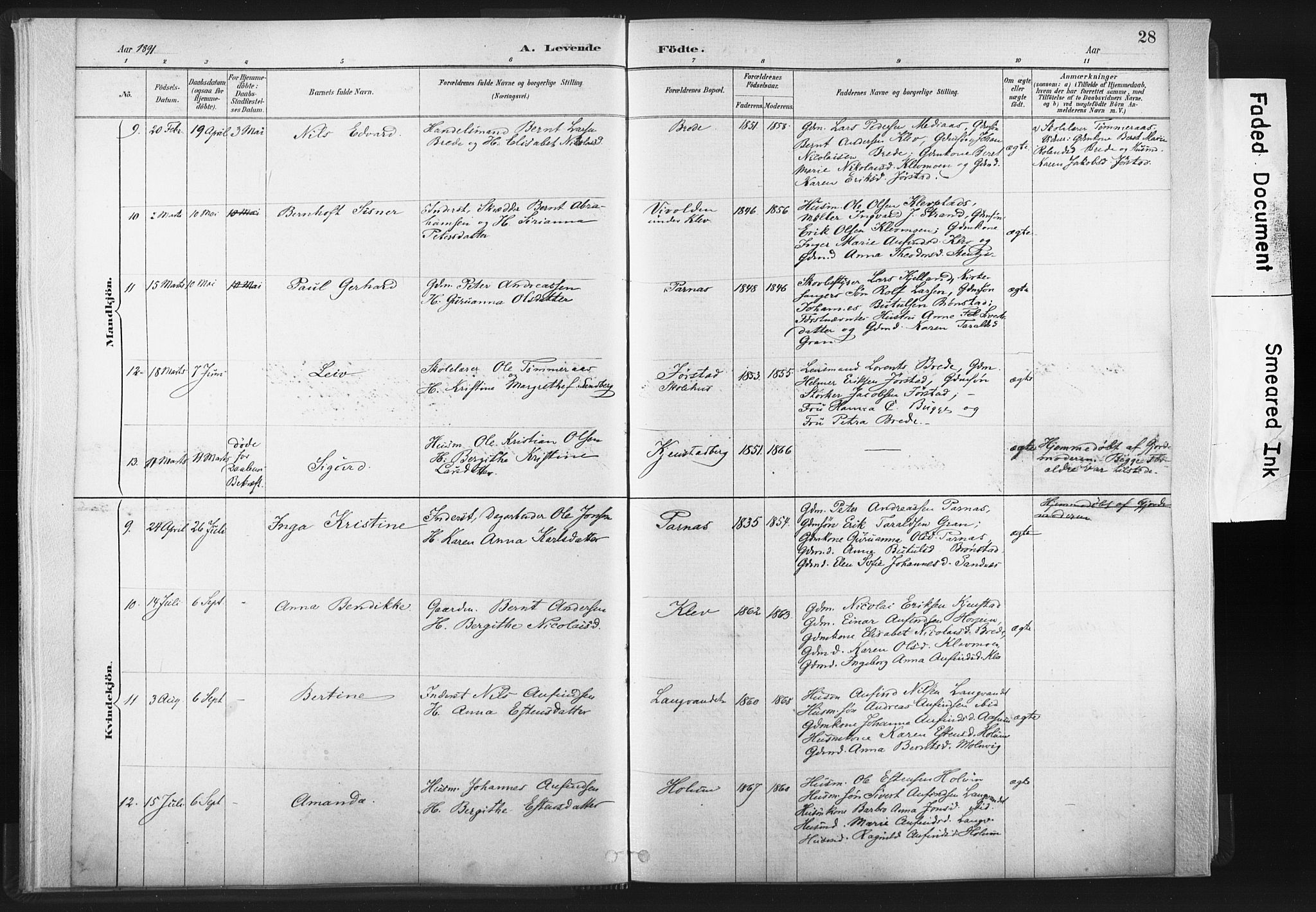 Ministerialprotokoller, klokkerbøker og fødselsregistre - Nord-Trøndelag, AV/SAT-A-1458/749/L0474: Parish register (official) no. 749A08, 1887-1903, p. 28