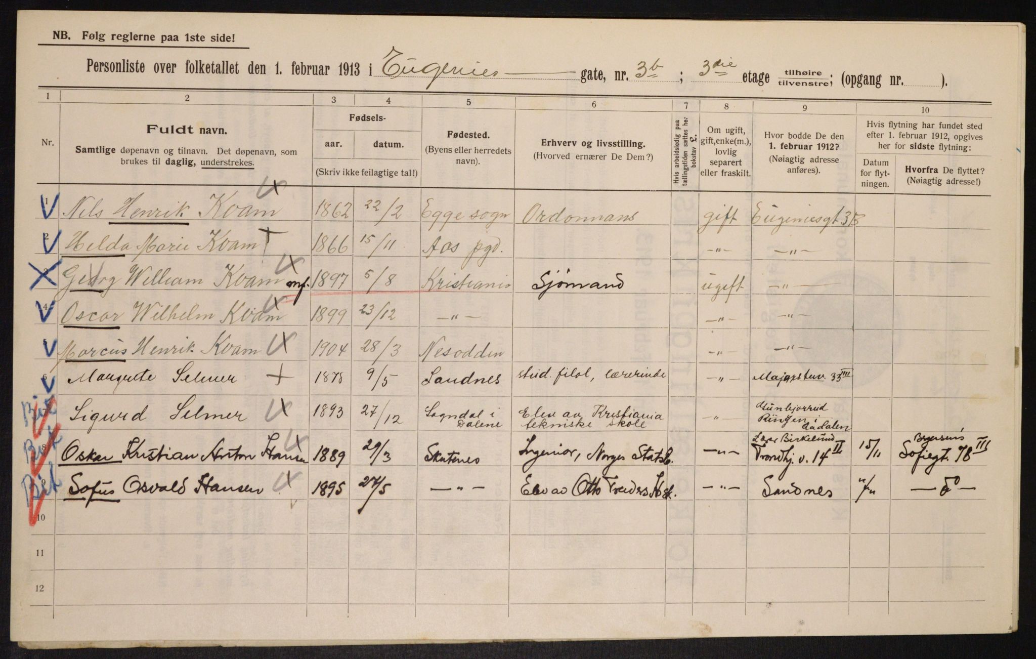 OBA, Municipal Census 1913 for Kristiania, 1913, p. 22772