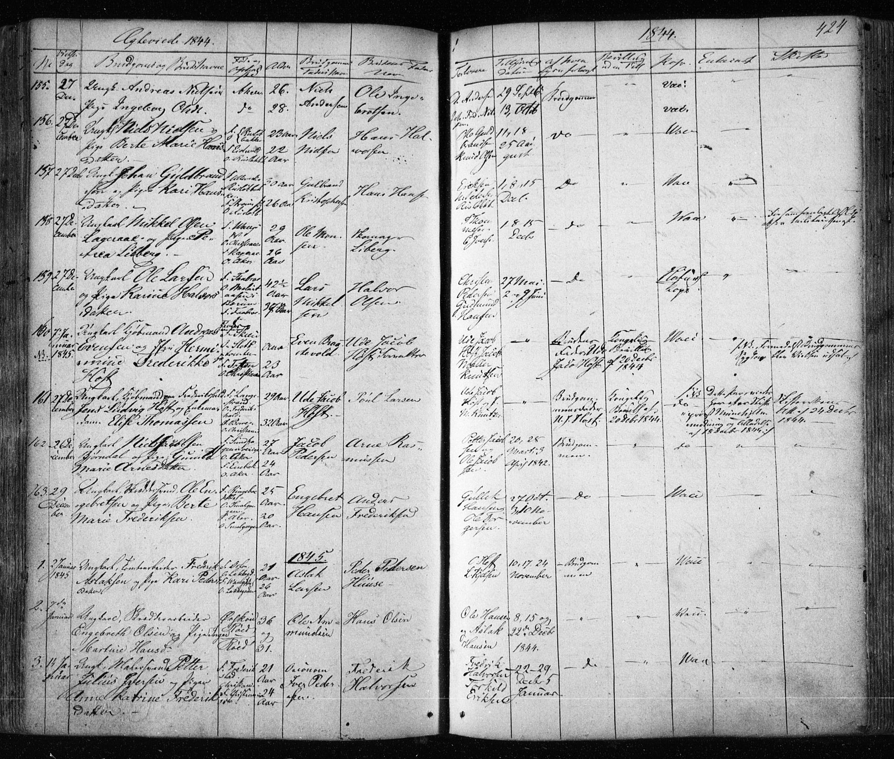 Aker prestekontor kirkebøker, SAO/A-10861/F/L0019: Parish register (official) no. 19, 1842-1852, p. 424