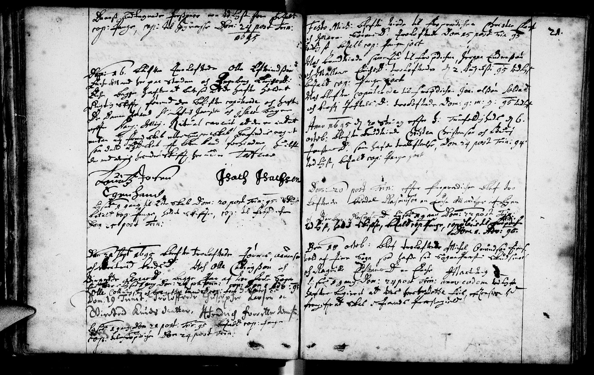 Domkirken sokneprestkontor, SAST/A-101812/001/30/30BA/L0001: Parish register (official) no. A 1 /1, 1688-1727, p. 21