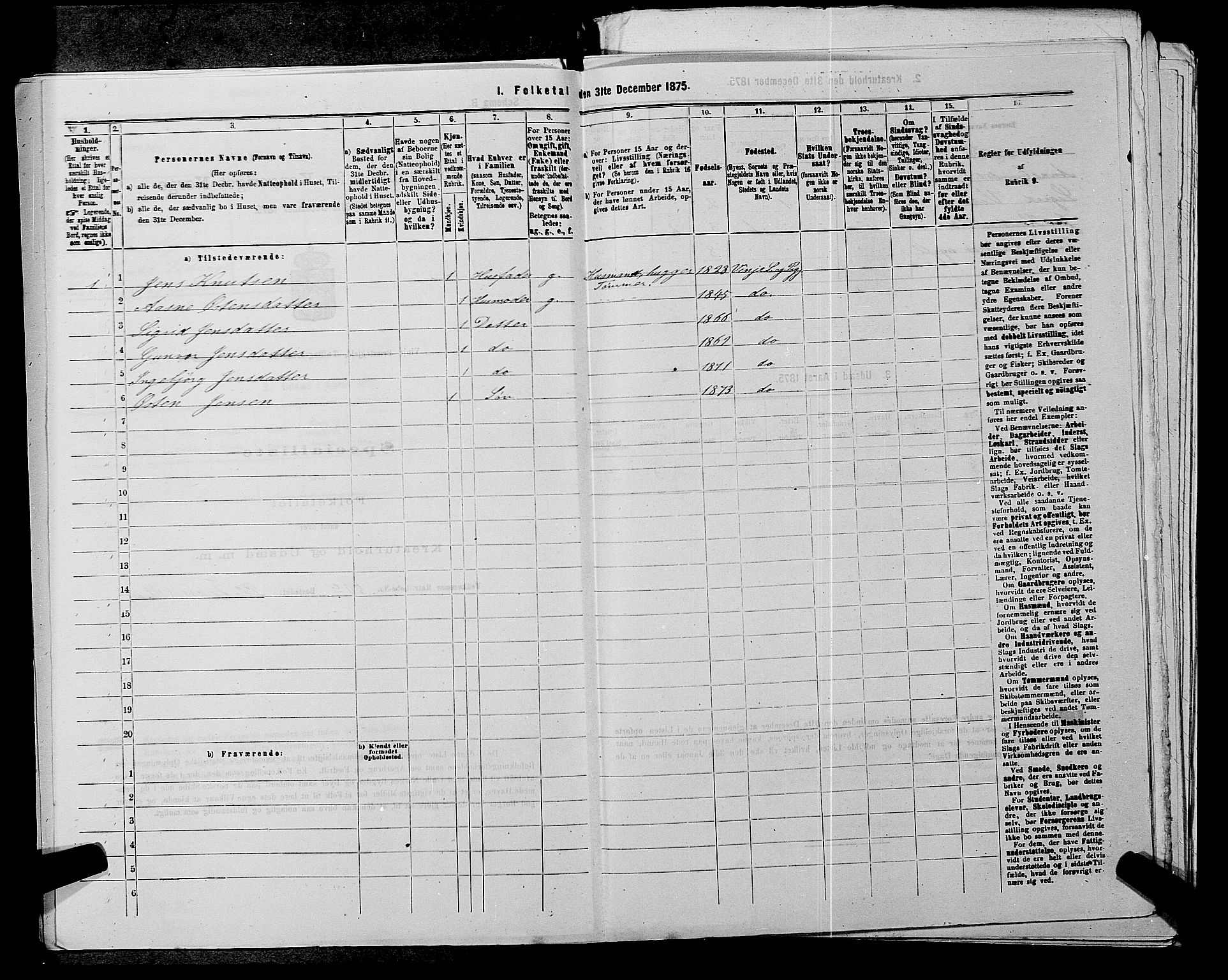 SAKO, 1875 census for 0834P Vinje, 1875, p. 292