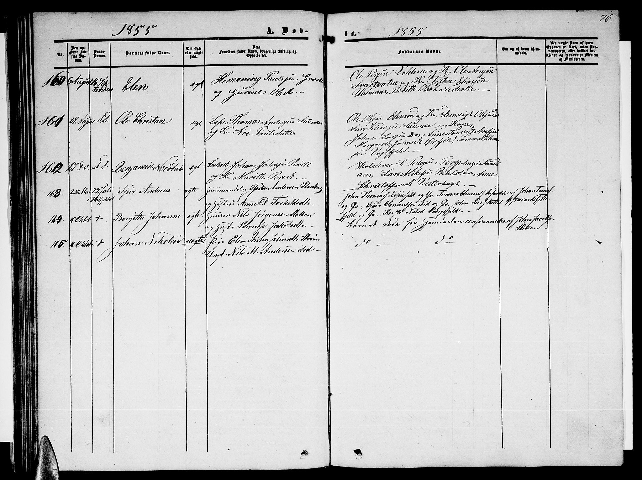 Ministerialprotokoller, klokkerbøker og fødselsregistre - Nordland, SAT/A-1459/820/L0301: Parish register (copy) no. 820C03, 1851-1858, p. 76