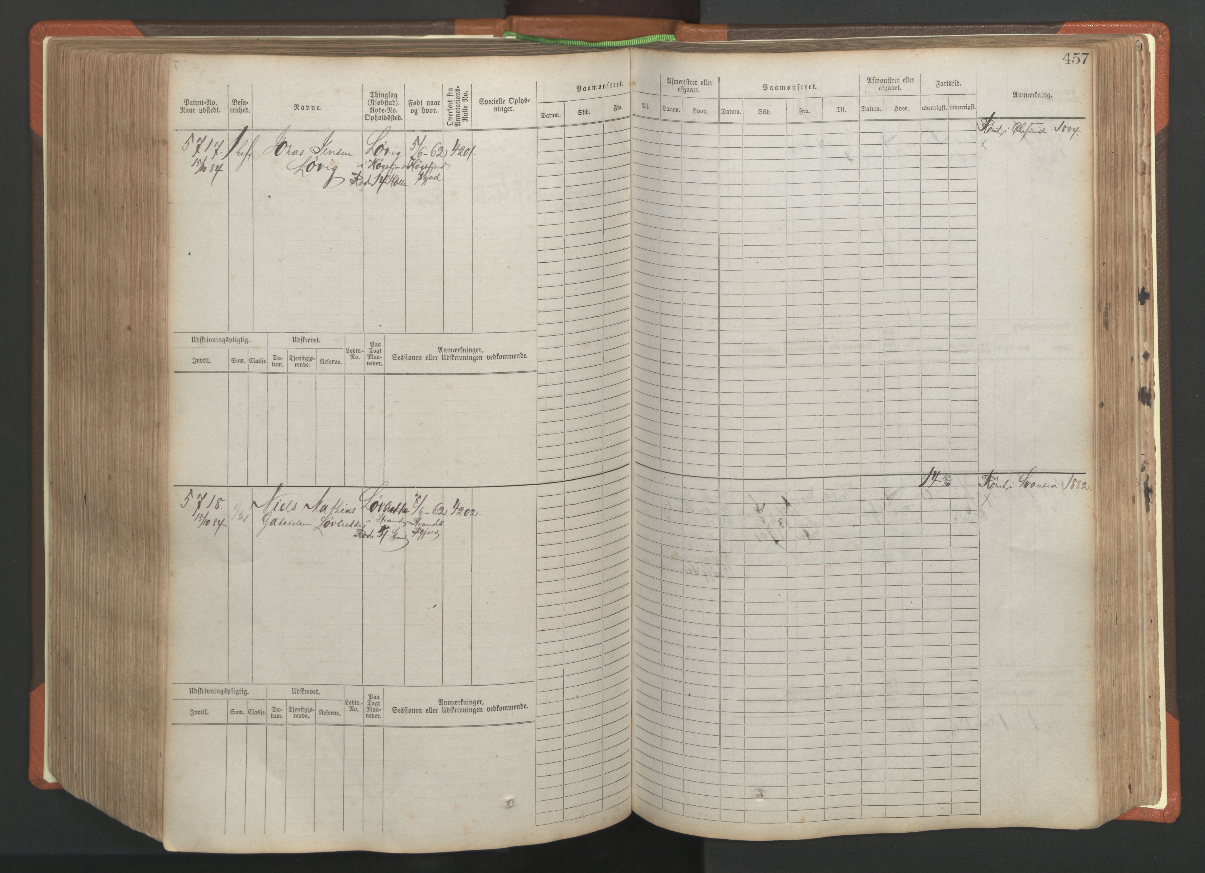 Stavanger sjømannskontor, AV/SAST-A-102006/F/Fb/Fbb/L0009: Sjøfartshovedrulle, patentnr. 4805-6006, 1879-1887, p. 463