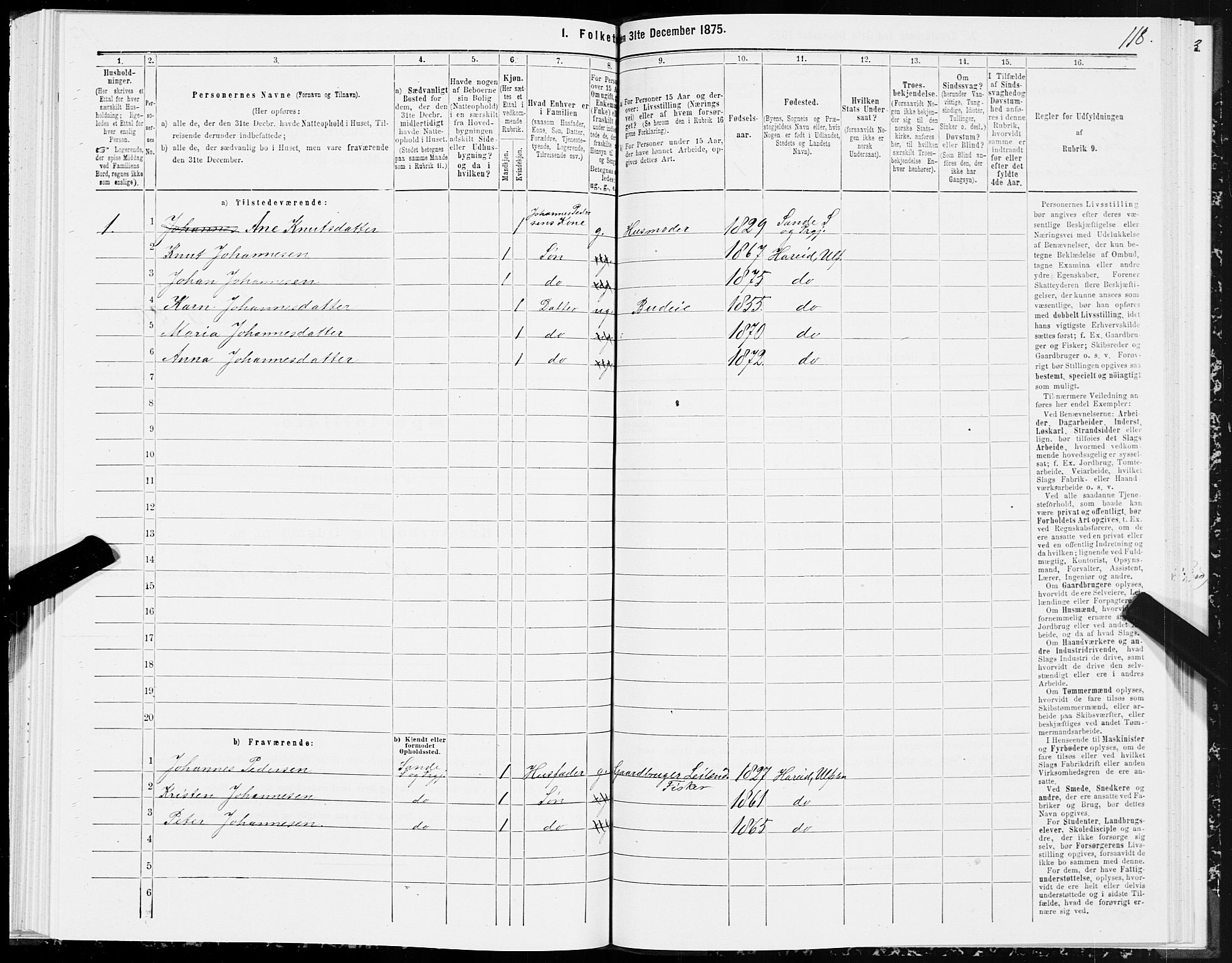 SAT, 1875 census for 1516P Ulstein, 1875, p. 3118