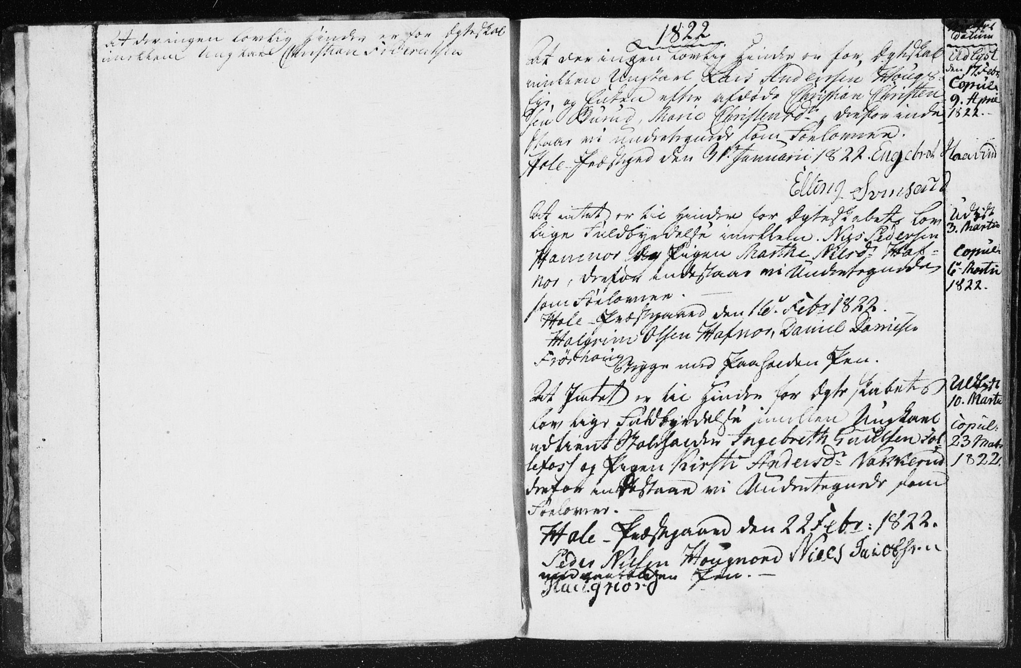 Hole kirkebøker, SAKO/A-228/H/Ha/L0001: Banns register no. 1, 1822-1855