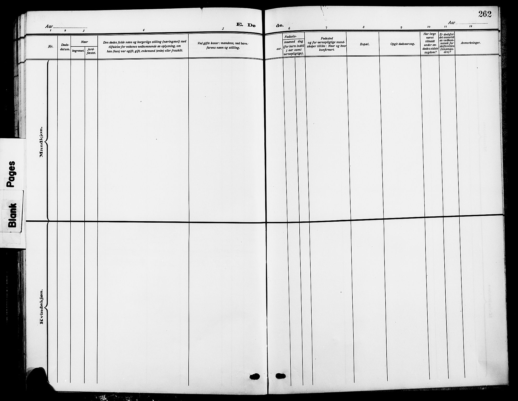 Vardal prestekontor, SAH/PREST-100/H/Ha/Hab/L0014: Parish register (copy) no. 14, 1911-1922, p. 262