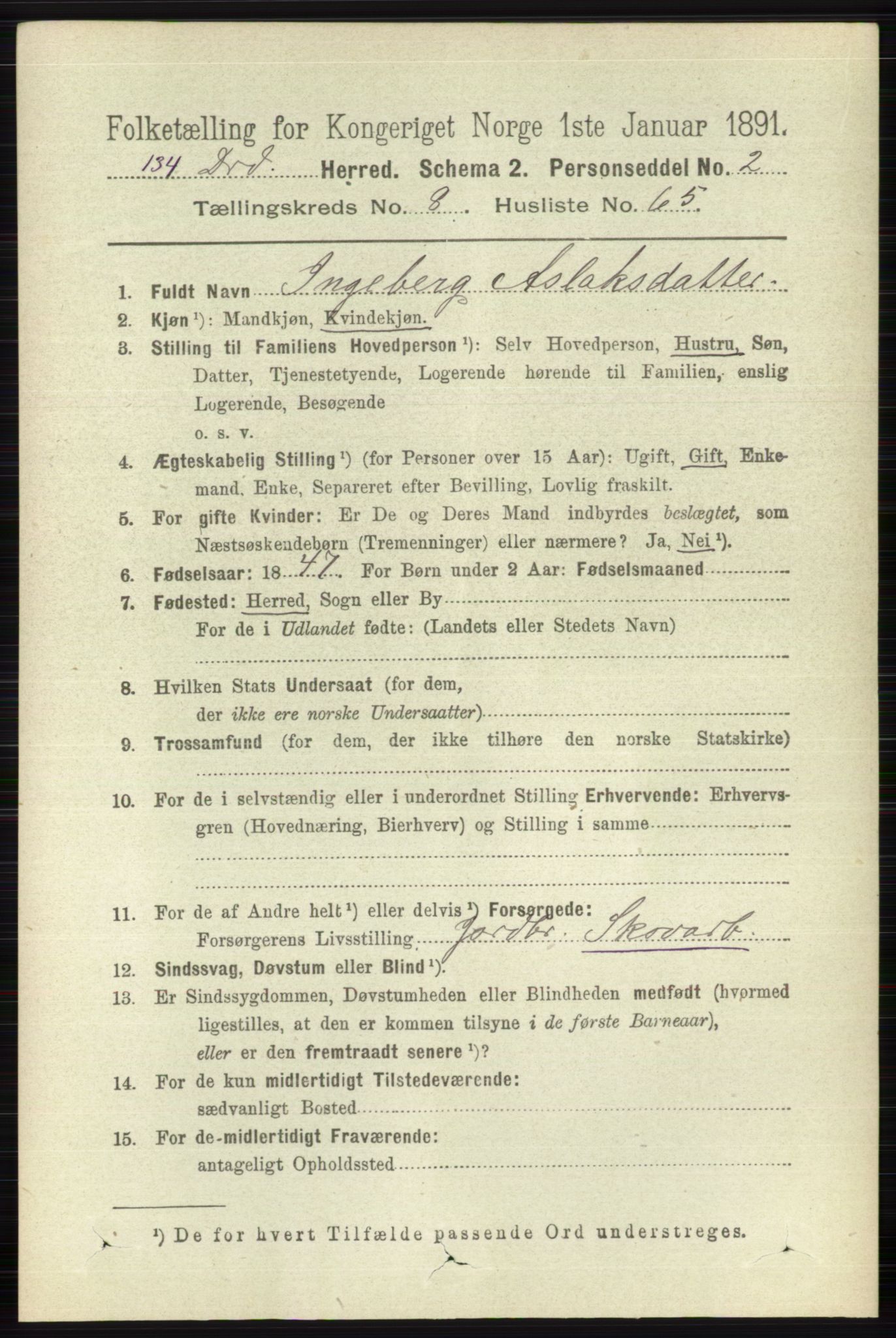 RA, 1891 census for 0817 Drangedal, 1891, p. 3076