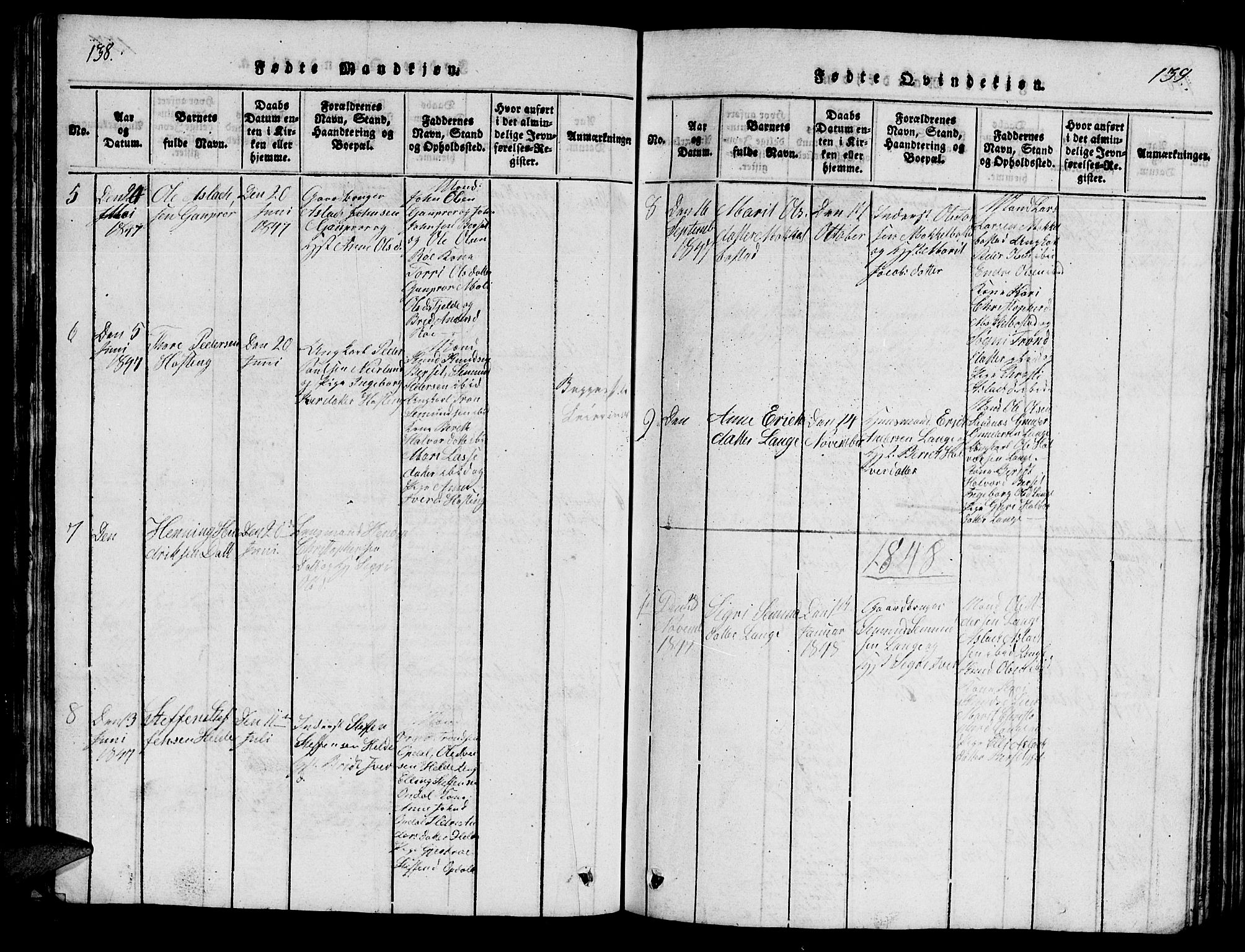 Ministerialprotokoller, klokkerbøker og fødselsregistre - Møre og Romsdal, SAT/A-1454/554/L0644: Parish register (copy) no. 554C01, 1818-1851, p. 138-139