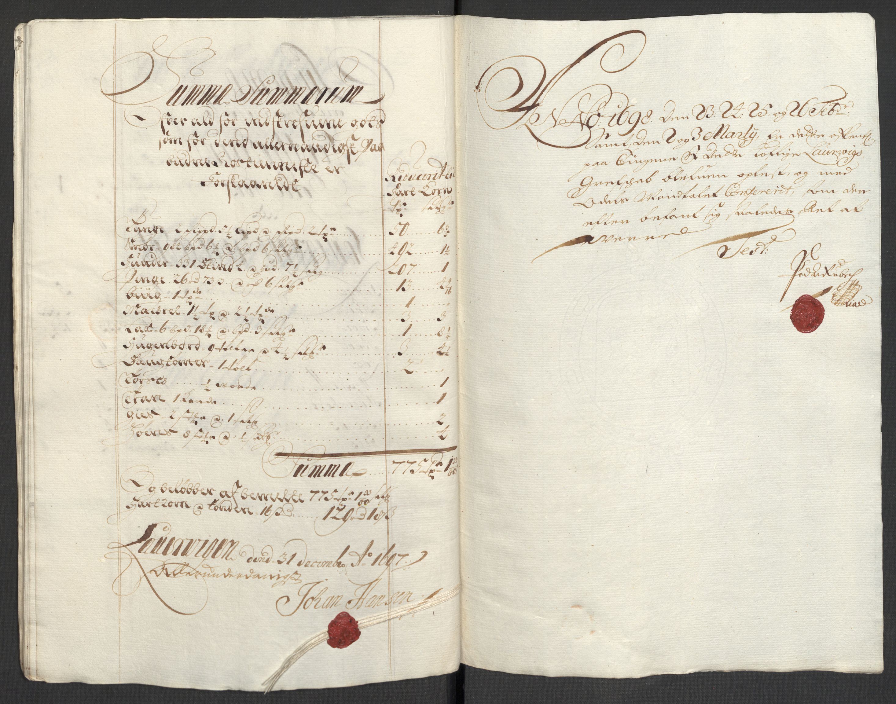 Rentekammeret inntil 1814, Reviderte regnskaper, Fogderegnskap, RA/EA-4092/R33/L1975: Fogderegnskap Larvik grevskap, 1696-1697, p. 222