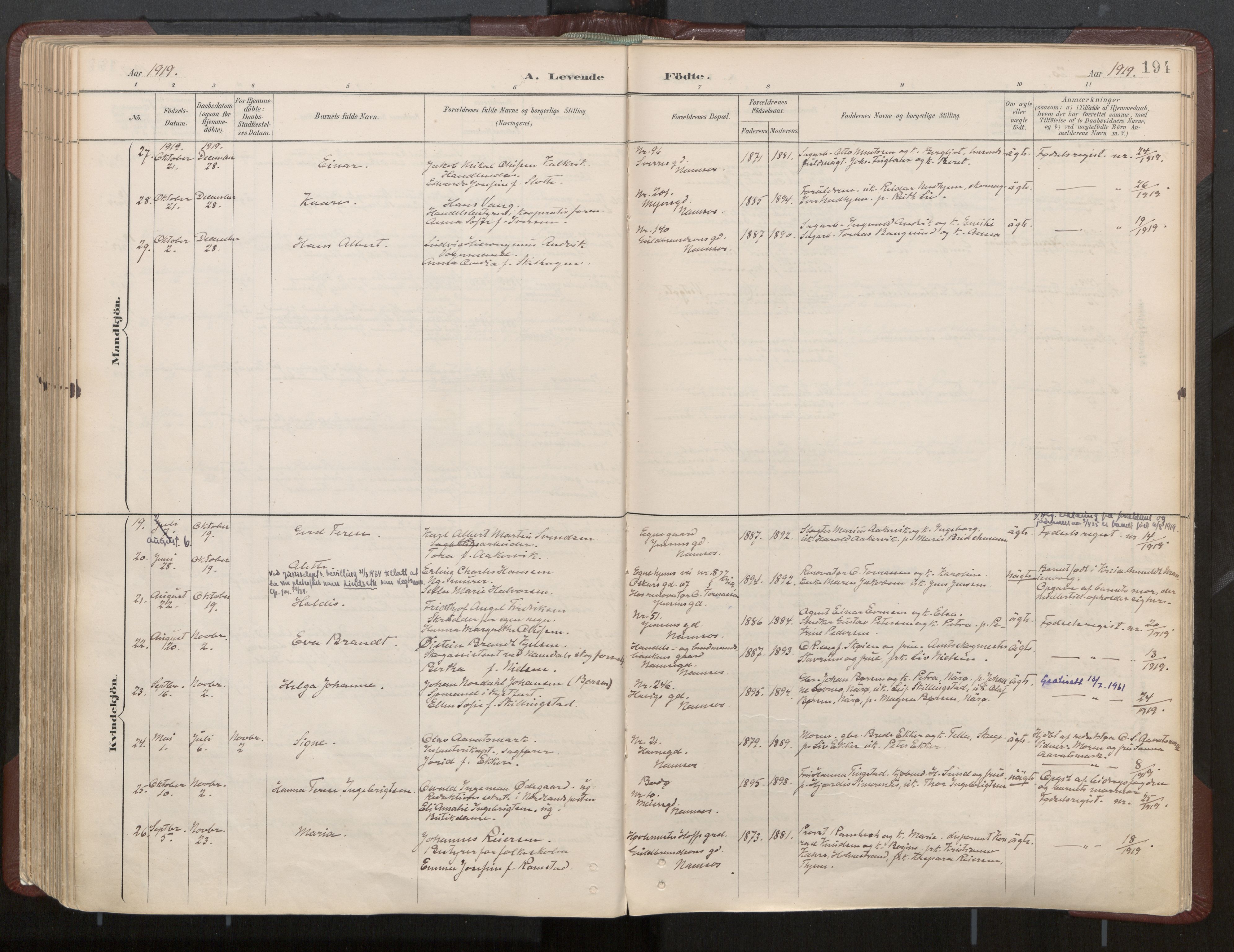 Ministerialprotokoller, klokkerbøker og fødselsregistre - Nord-Trøndelag, AV/SAT-A-1458/768/L0574: Parish register (official) no. 768A08, 1887-1927, p. 194