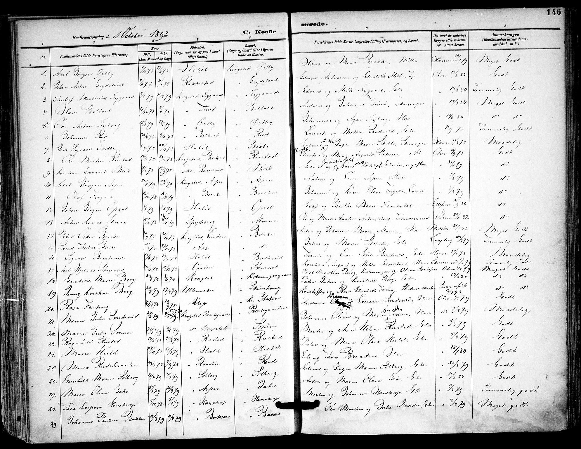 Kråkstad prestekontor Kirkebøker, SAO/A-10125a/F/Fa/L0010: Parish register (official) no. I 10, 1893-1931, p. 146