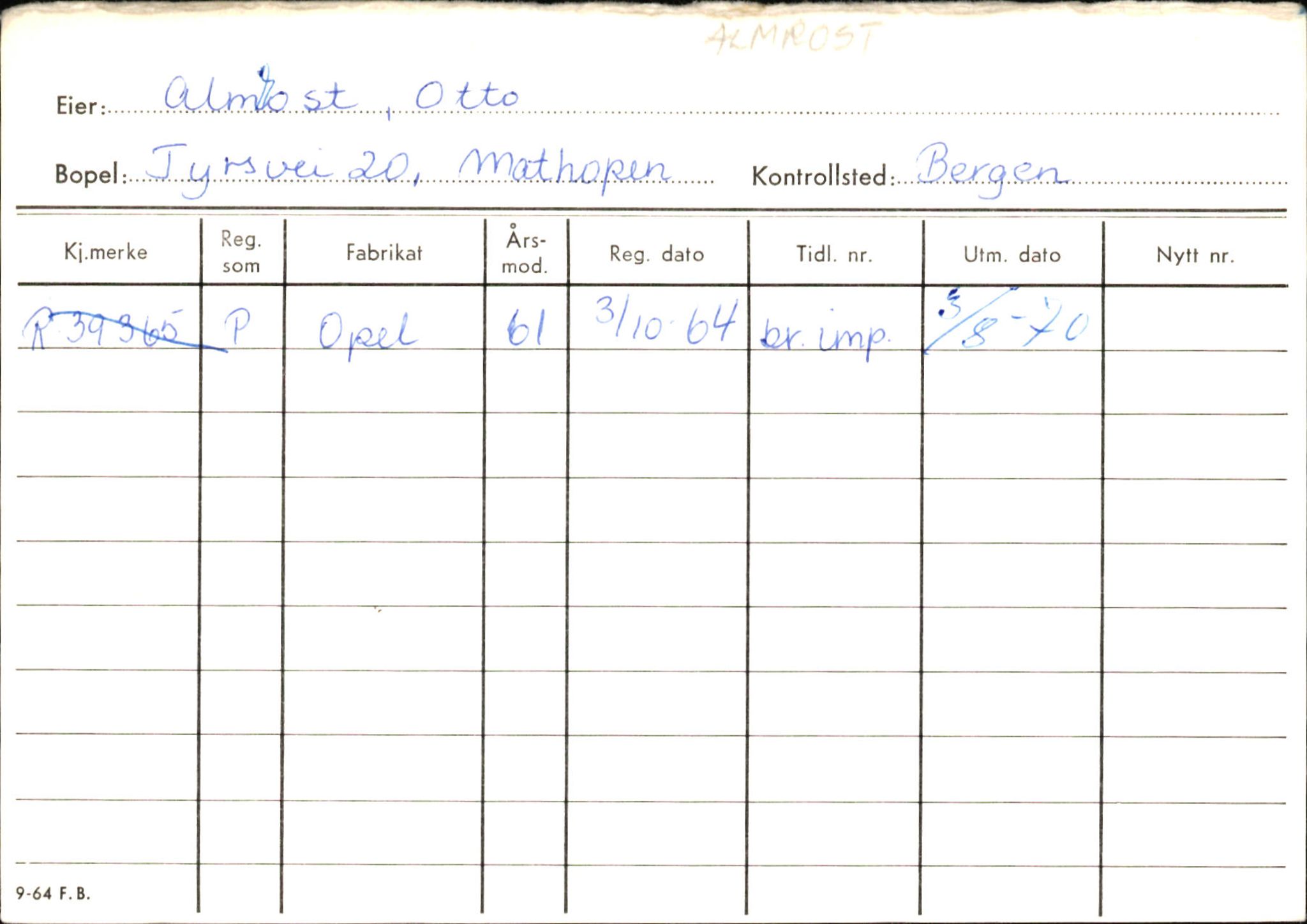 Statens vegvesen, Hordaland vegkontor, SAB/A-5201/2/Ha/L0001: R-eierkort A, 1920-1971, p. 498