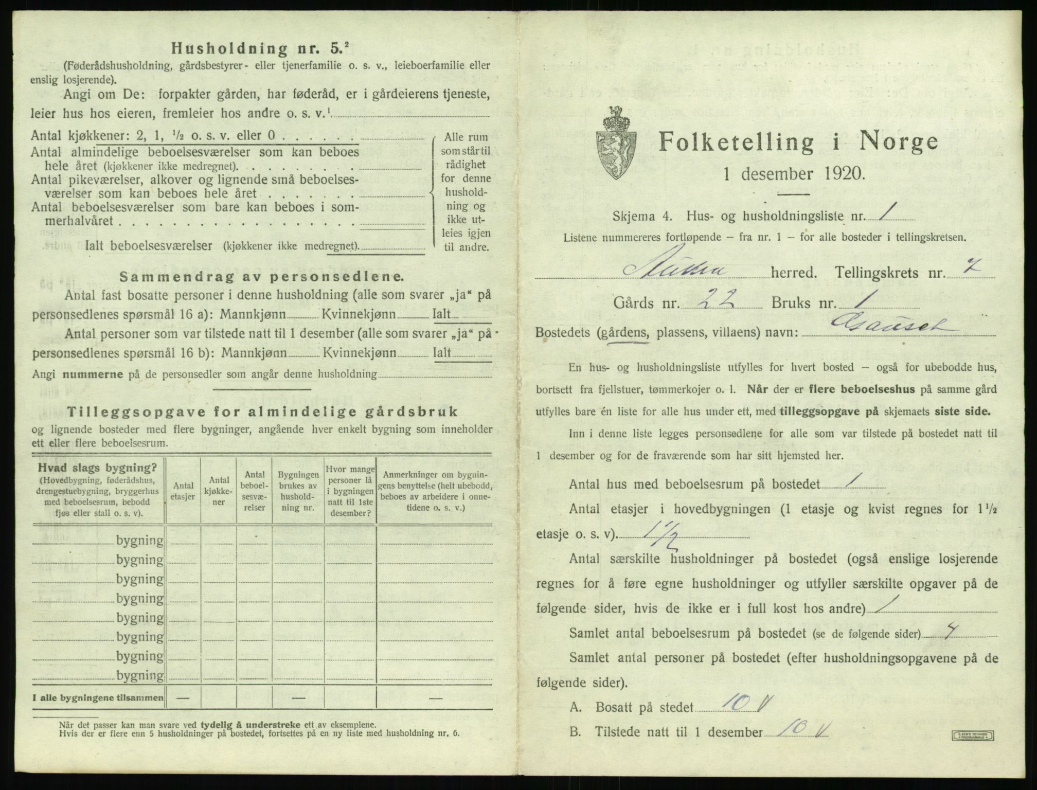 SAT, 1920 census for Aukra, 1920, p. 563