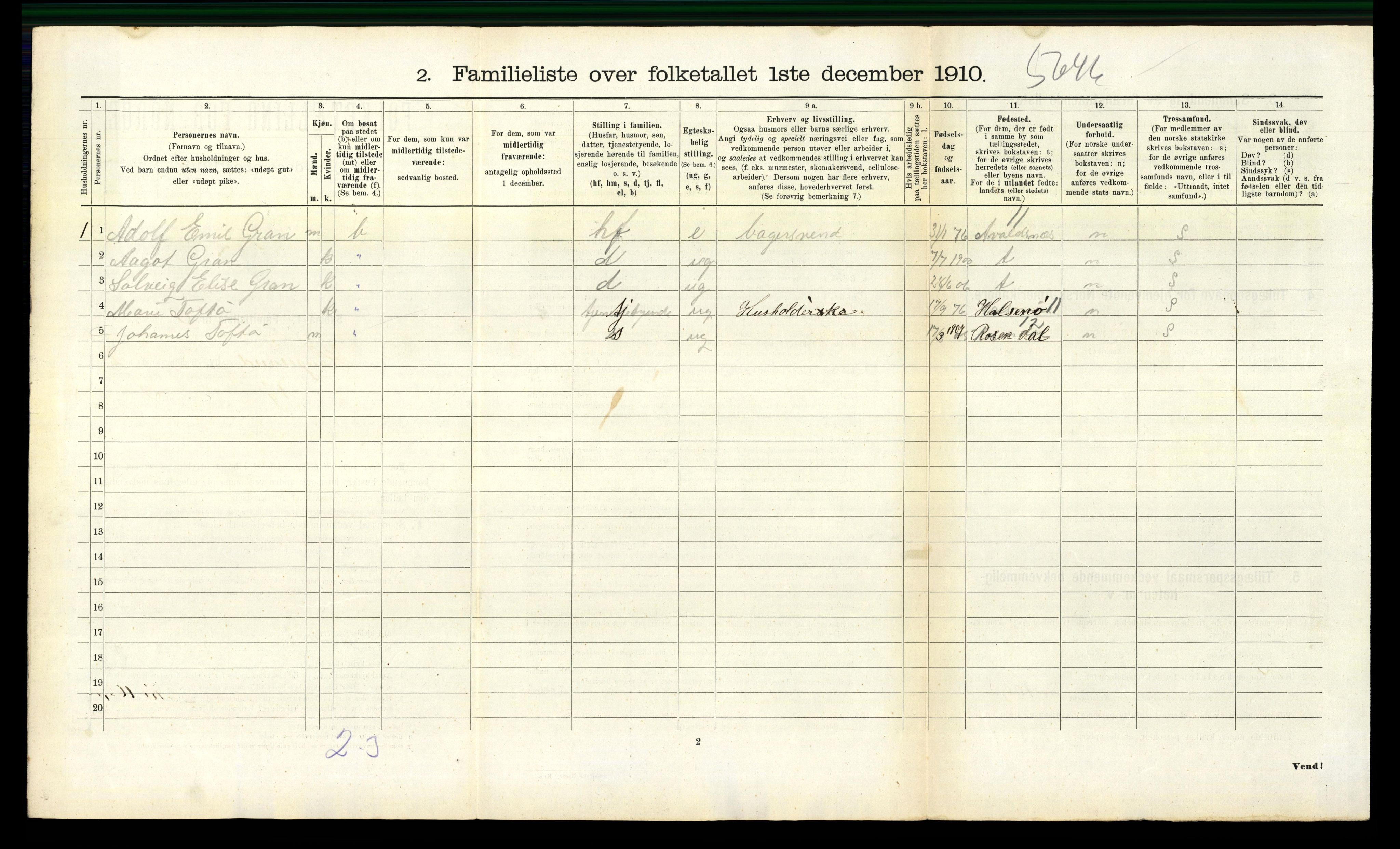 RA, 1910 census for Haugesund, 1910, p. 1433