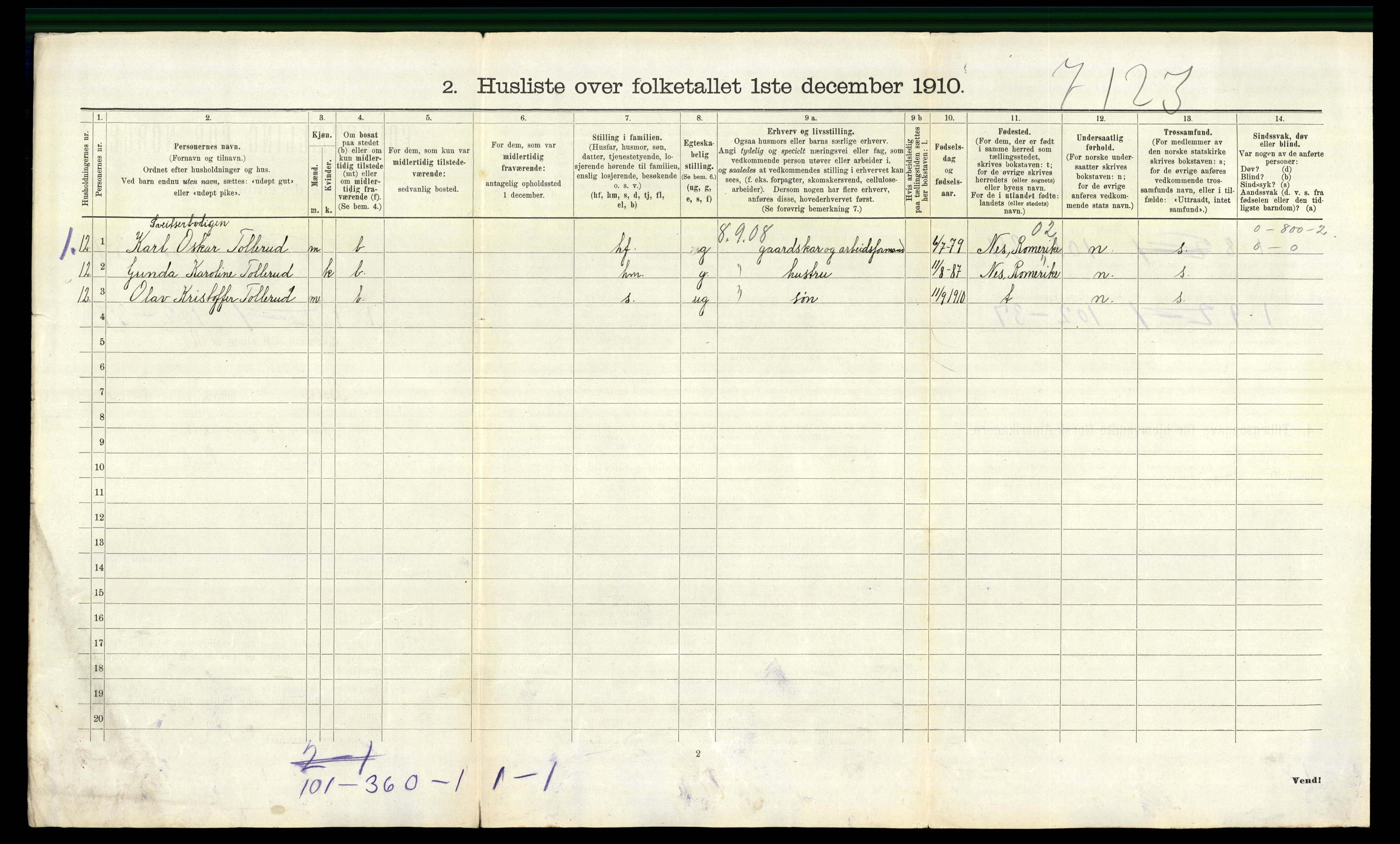 RA, 1910 census for Borre, 1910, p. 642