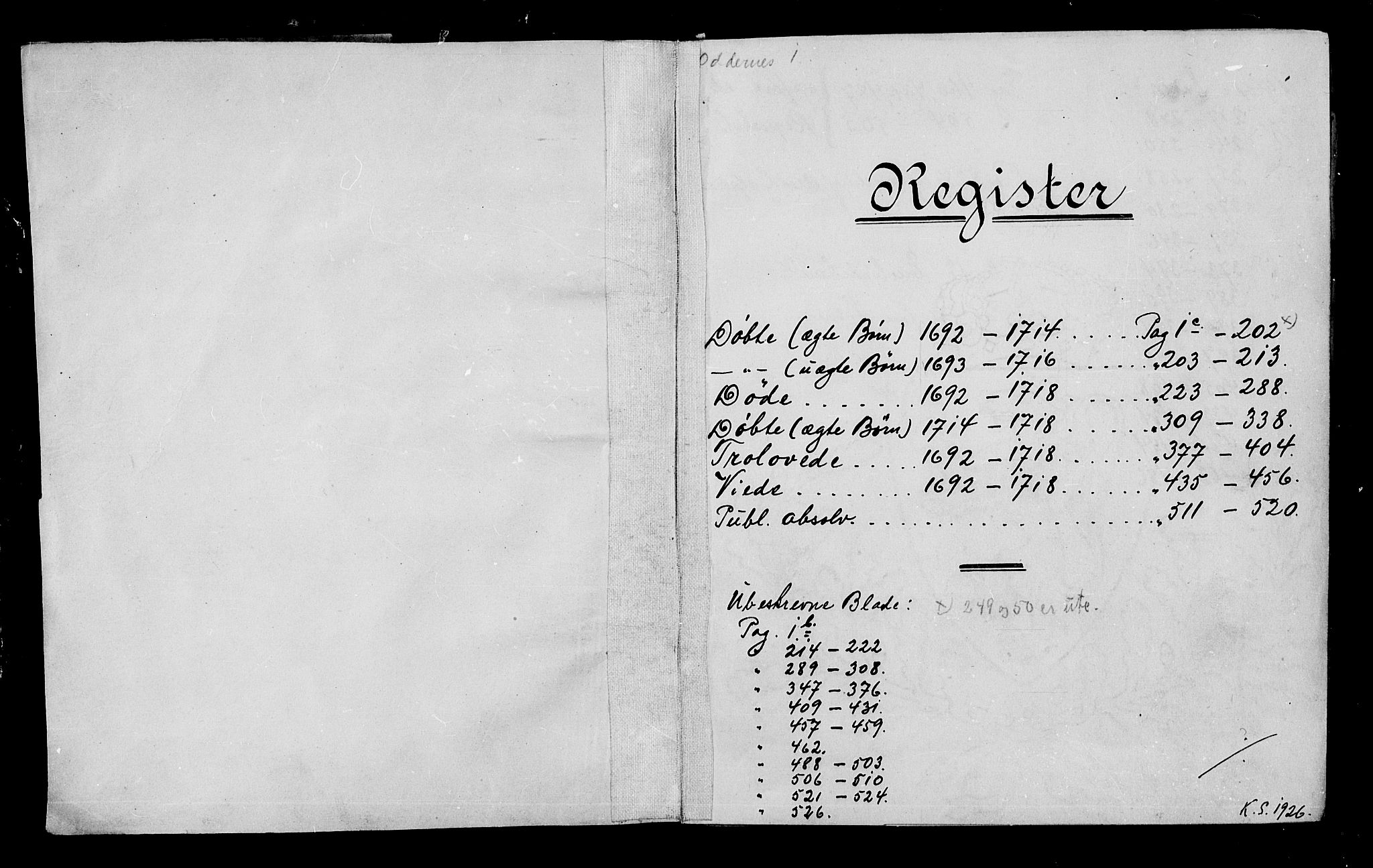 Oddernes sokneprestkontor, SAK/1111-0033/F/Fa/Faa/L0001: Parish register (official) no. A 1, 1692-1718