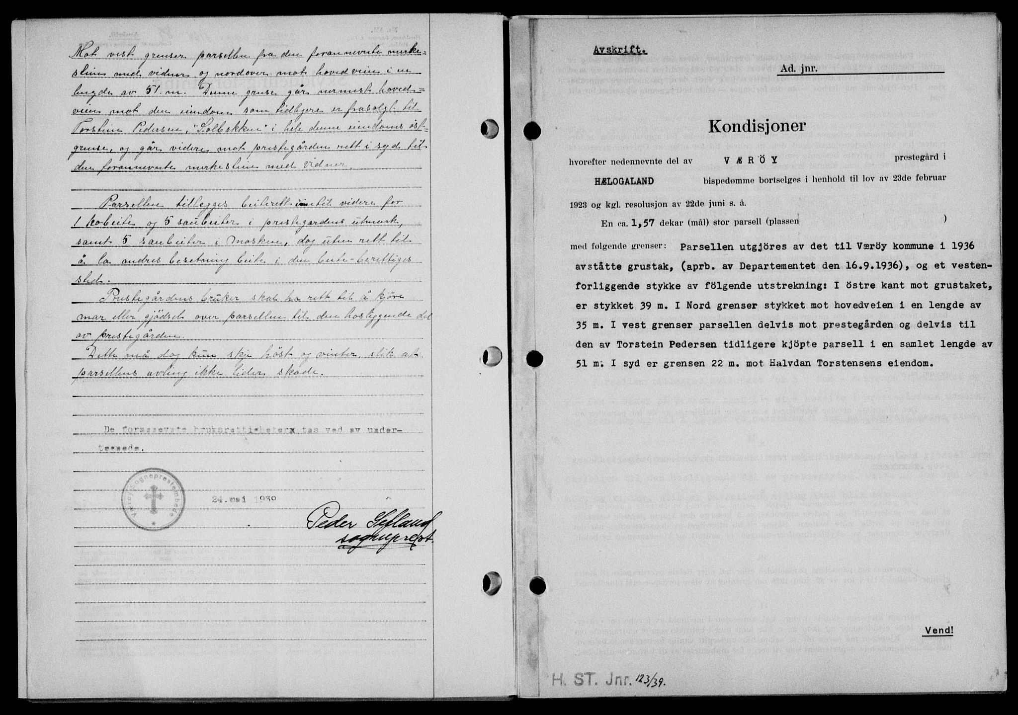 Lofoten sorenskriveri, SAT/A-0017/1/2/2C/L0005a: Mortgage book no. 5a, 1939-1939, Diary no: : 1164/1939