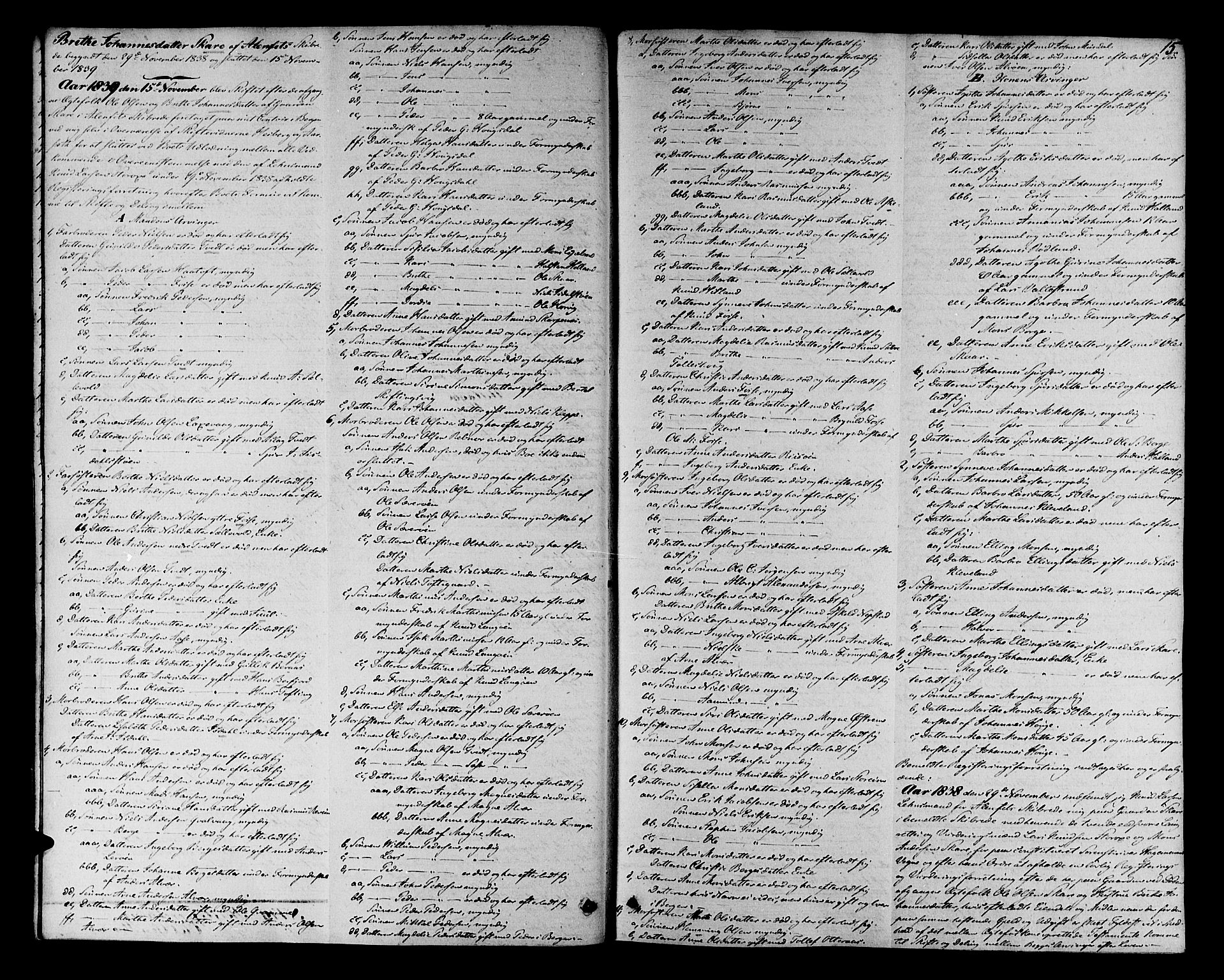 Nordhordland sorenskrivar, AV/SAB-A-2901/1/H/Ha/L0021: Skifteprotokollar Nordhordland , 1839-1859, p. 14b-15a