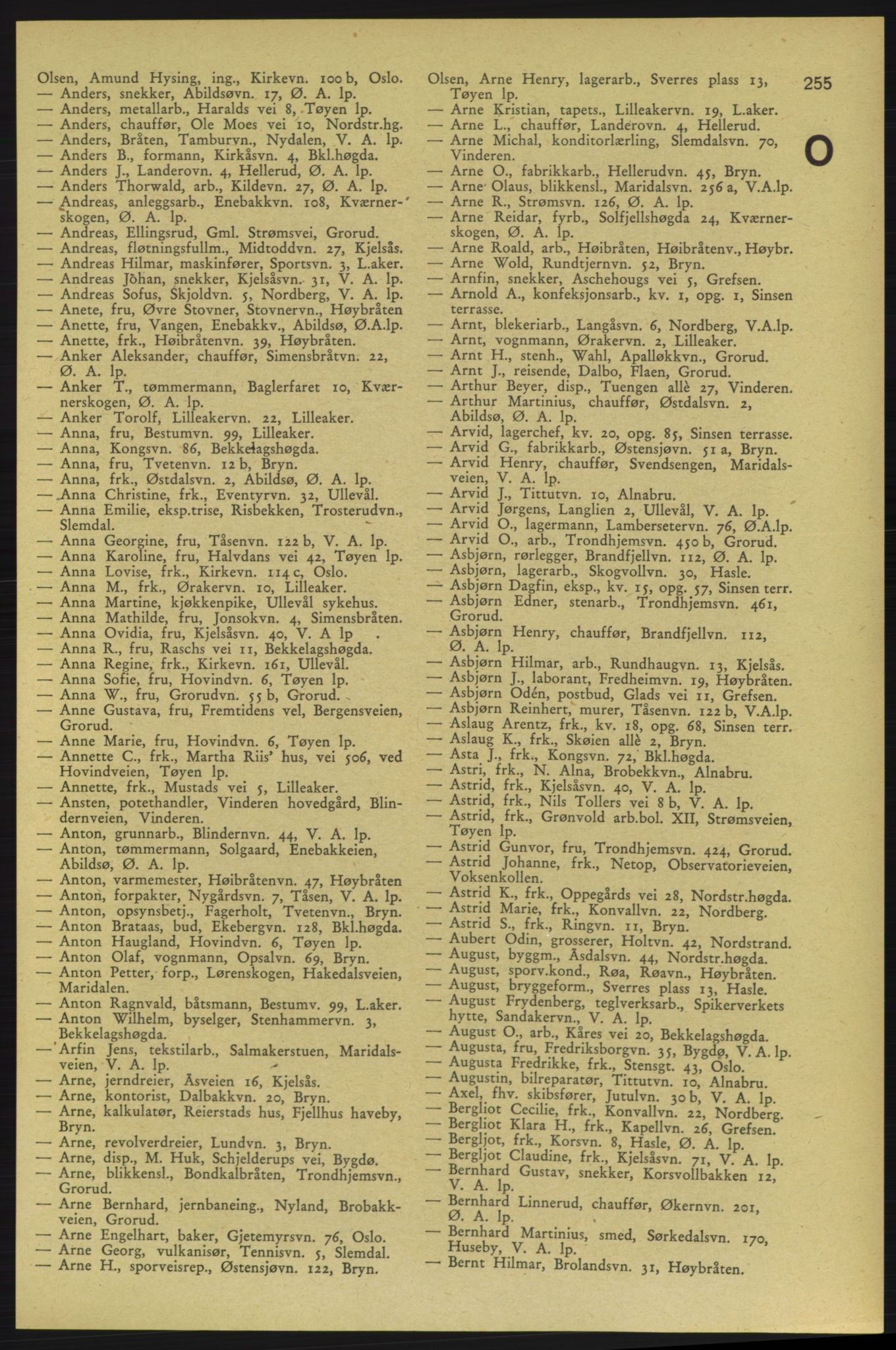 Aker adressebok/adressekalender, PUBL/001/A/006: Aker adressebok, 1937-1938, p. 255