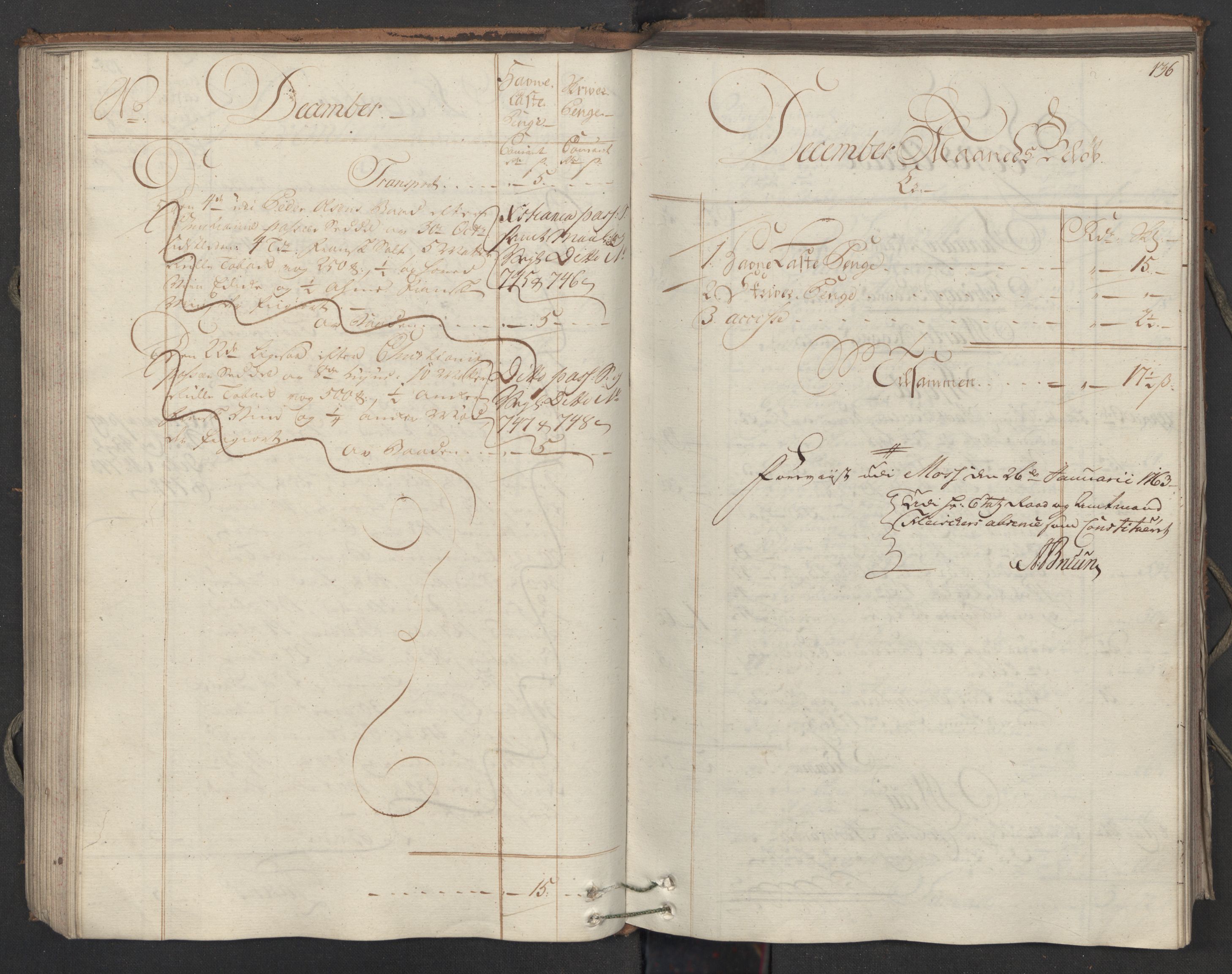 Generaltollkammeret, tollregnskaper, AV/RA-EA-5490/R05/L0038/0001: Tollregnskaper Moss, Son, Krokstad / Inngående hovedtollbok, 1762, p. 135b-136a