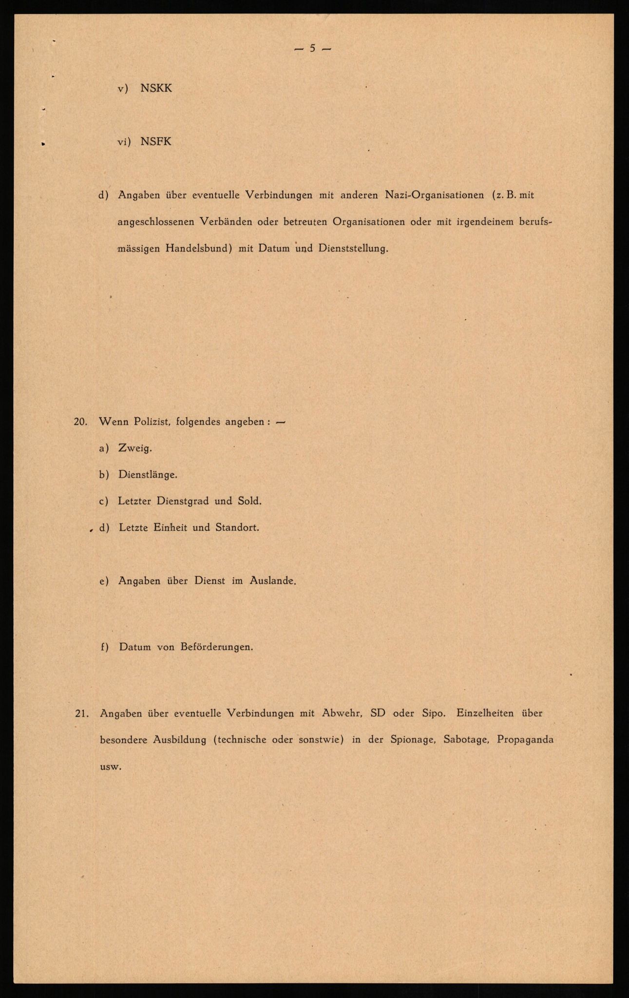 Forsvaret, Forsvarets overkommando II, RA/RAFA-3915/D/Db/L0020: CI Questionaires. Tyske okkupasjonsstyrker i Norge. Tyskere., 1945-1946, p. 59