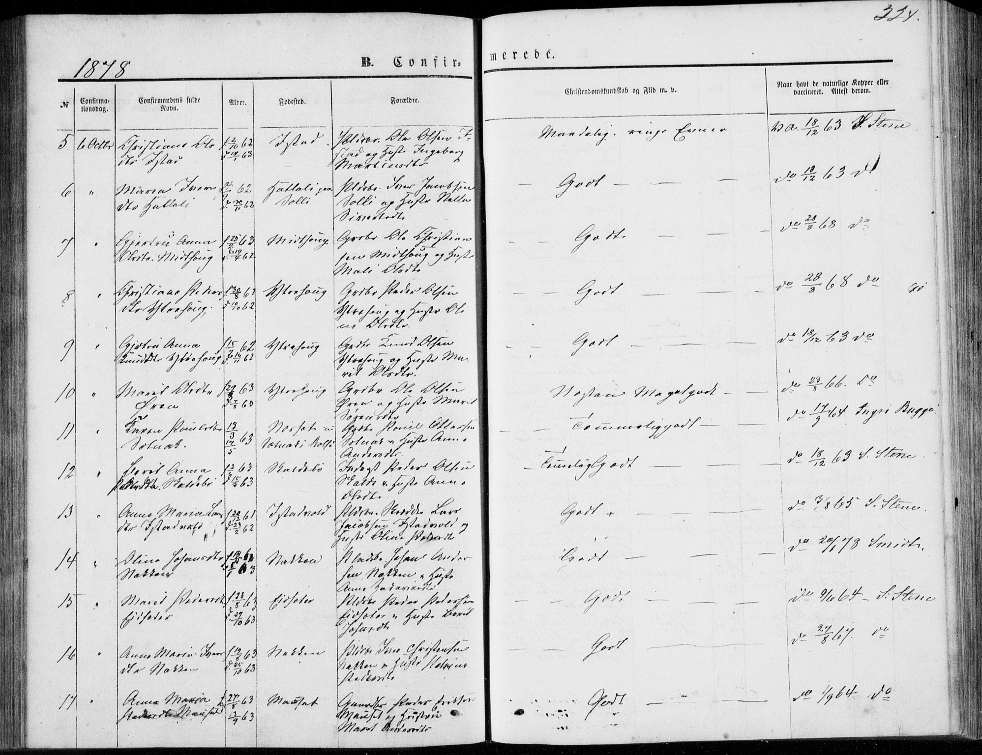 Ministerialprotokoller, klokkerbøker og fødselsregistre - Møre og Romsdal, AV/SAT-A-1454/557/L0681: Parish register (official) no. 557A03, 1869-1886, p. 224