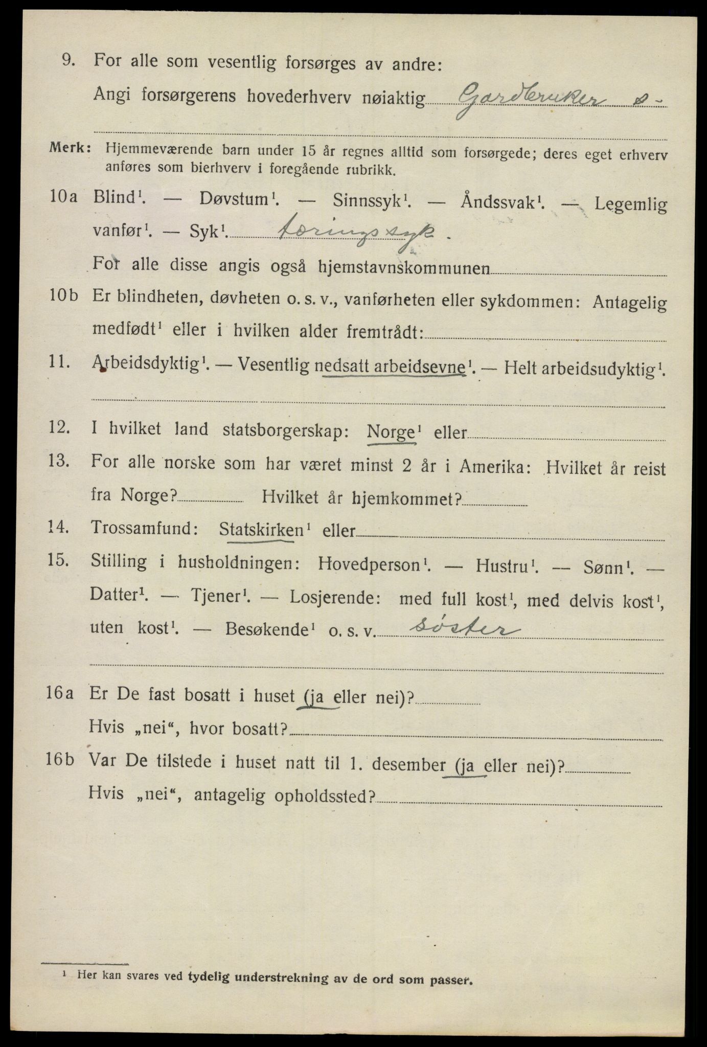 SAO, 1920 census for Ullensaker, 1920, p. 9666