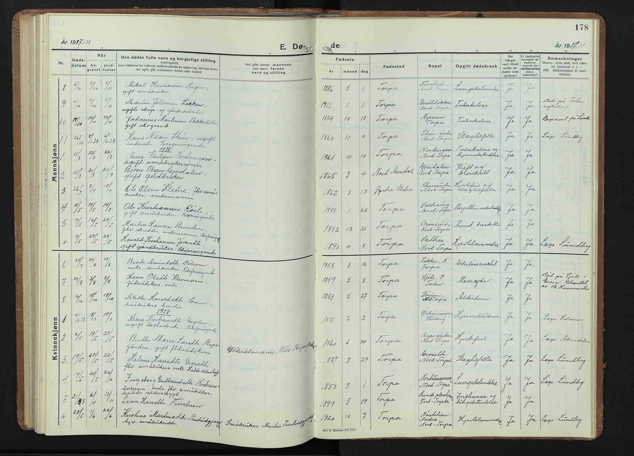 Nordre Land prestekontor, SAH/PREST-124/H/Ha/Hab/L0004: Parish register (copy) no. 4, 1935-1954, p. 178