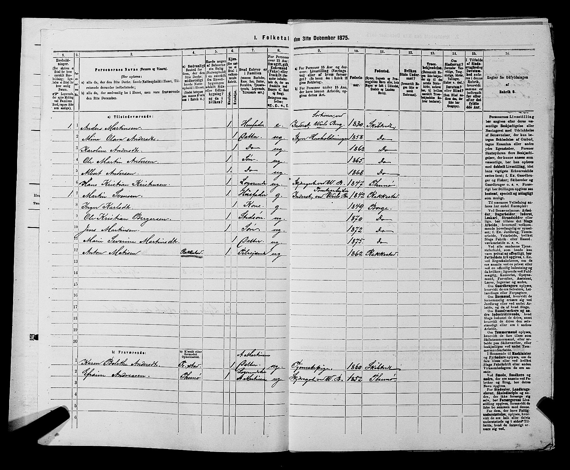 RA, 1875 census for 0113P Borge, 1875, p. 385