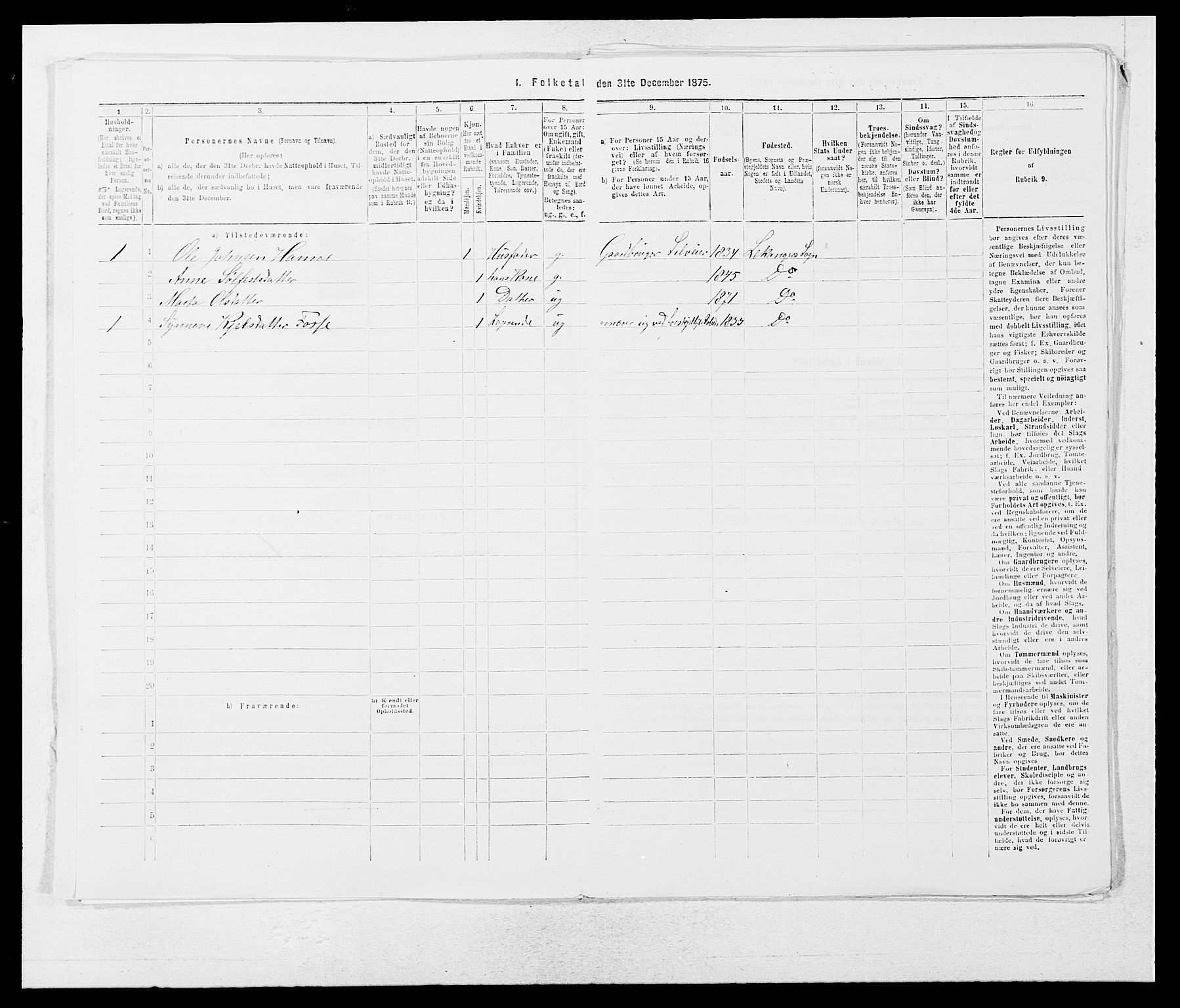 SAB, 1875 census for 1419P Leikanger, 1875, p. 116