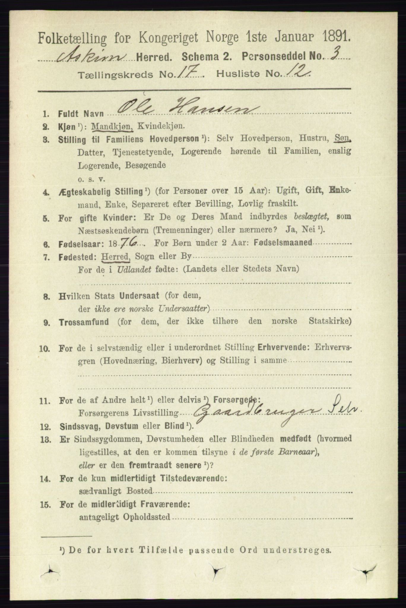 RA, 1891 census for 0124 Askim, 1891, p. 2920