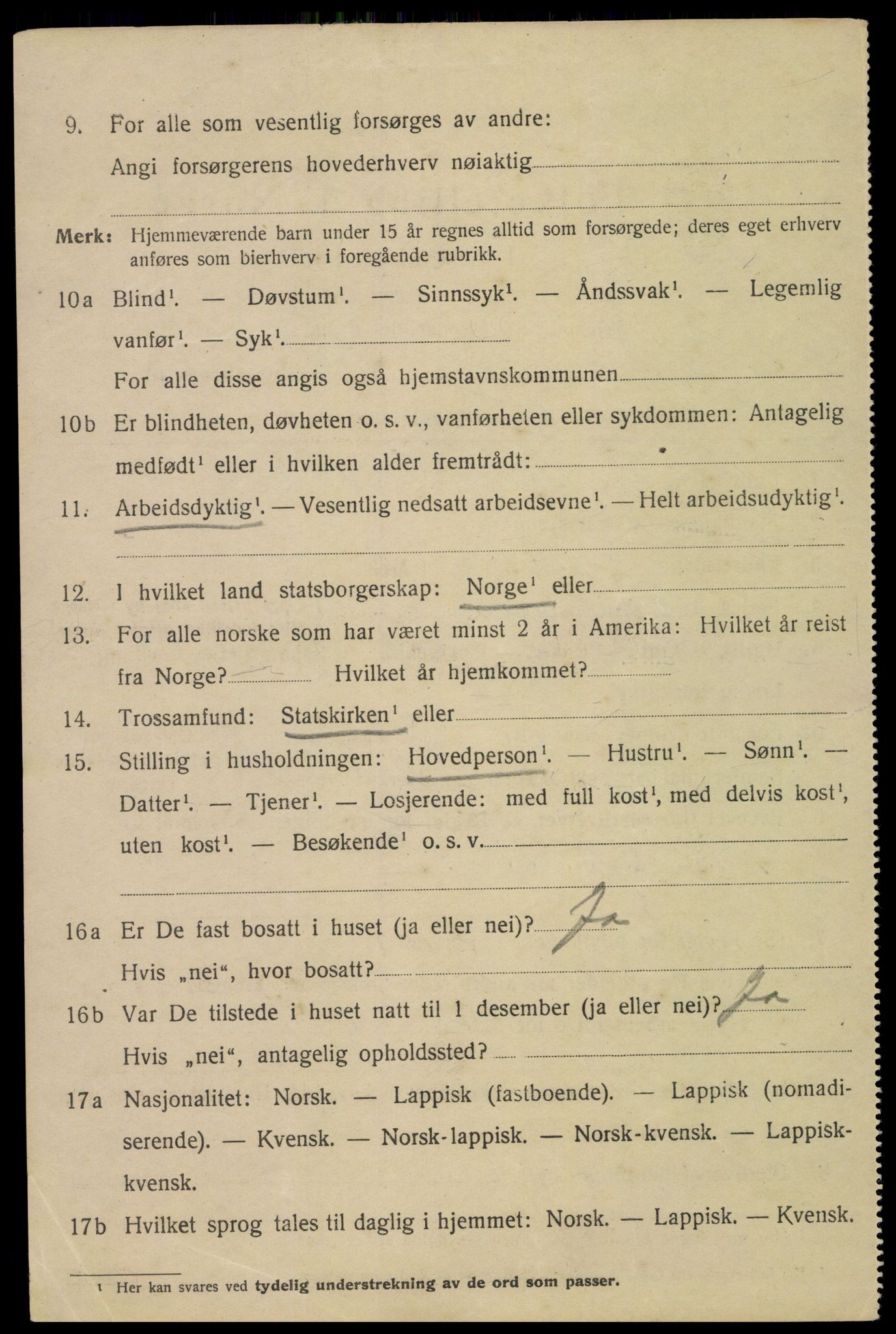 SAT, 1920 census for Narvik, 1920, p. 3987