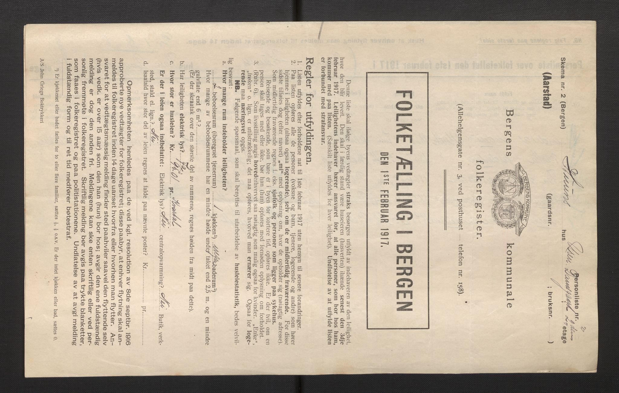 SAB, Municipal Census 1917 for Bergen, 1917, p. 46678